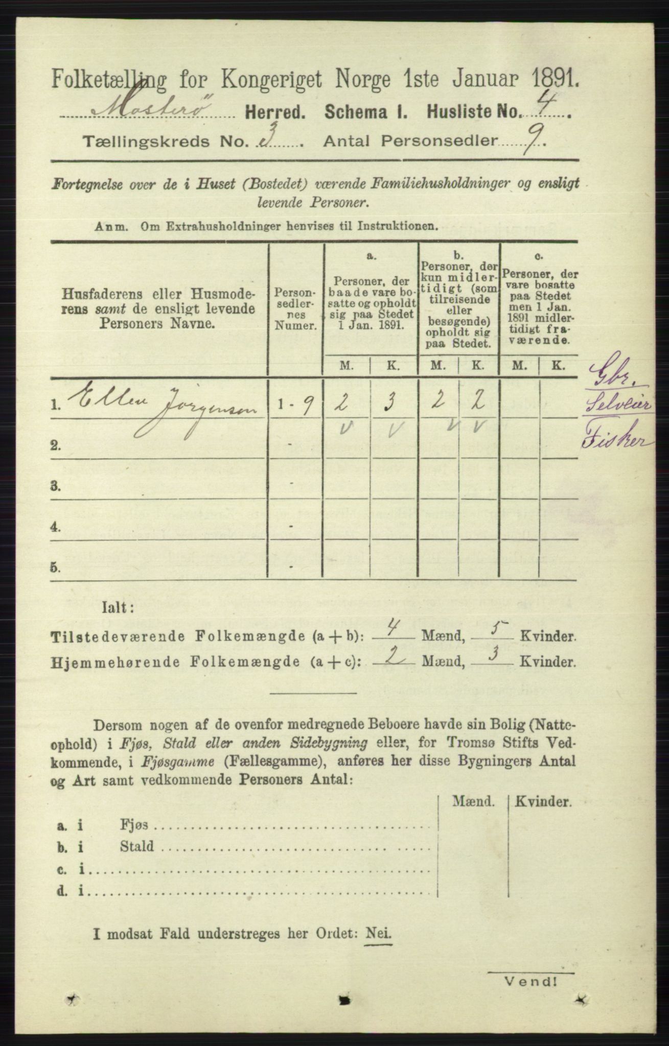 RA, 1891 census for 1143 Mosterøy, 1891, p. 920