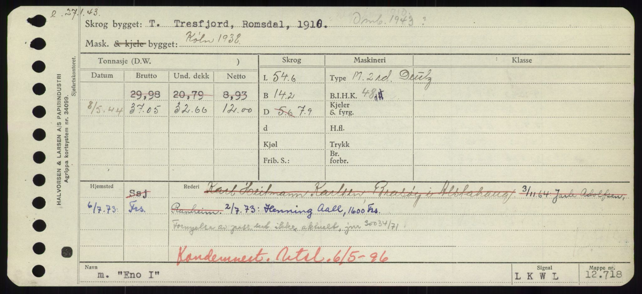 Sjøfartsdirektoratet med forløpere, Skipsmålingen, RA/S-1627/H/Hd/L0009: Fartøy, E, p. 449