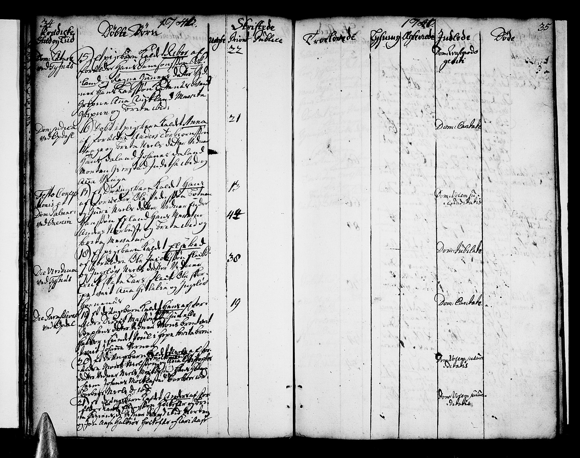 Tysnes sokneprestembete, SAB/A-78601/H/Haa: Parish register (official) no. A 3, 1740-1749, p. 34-35