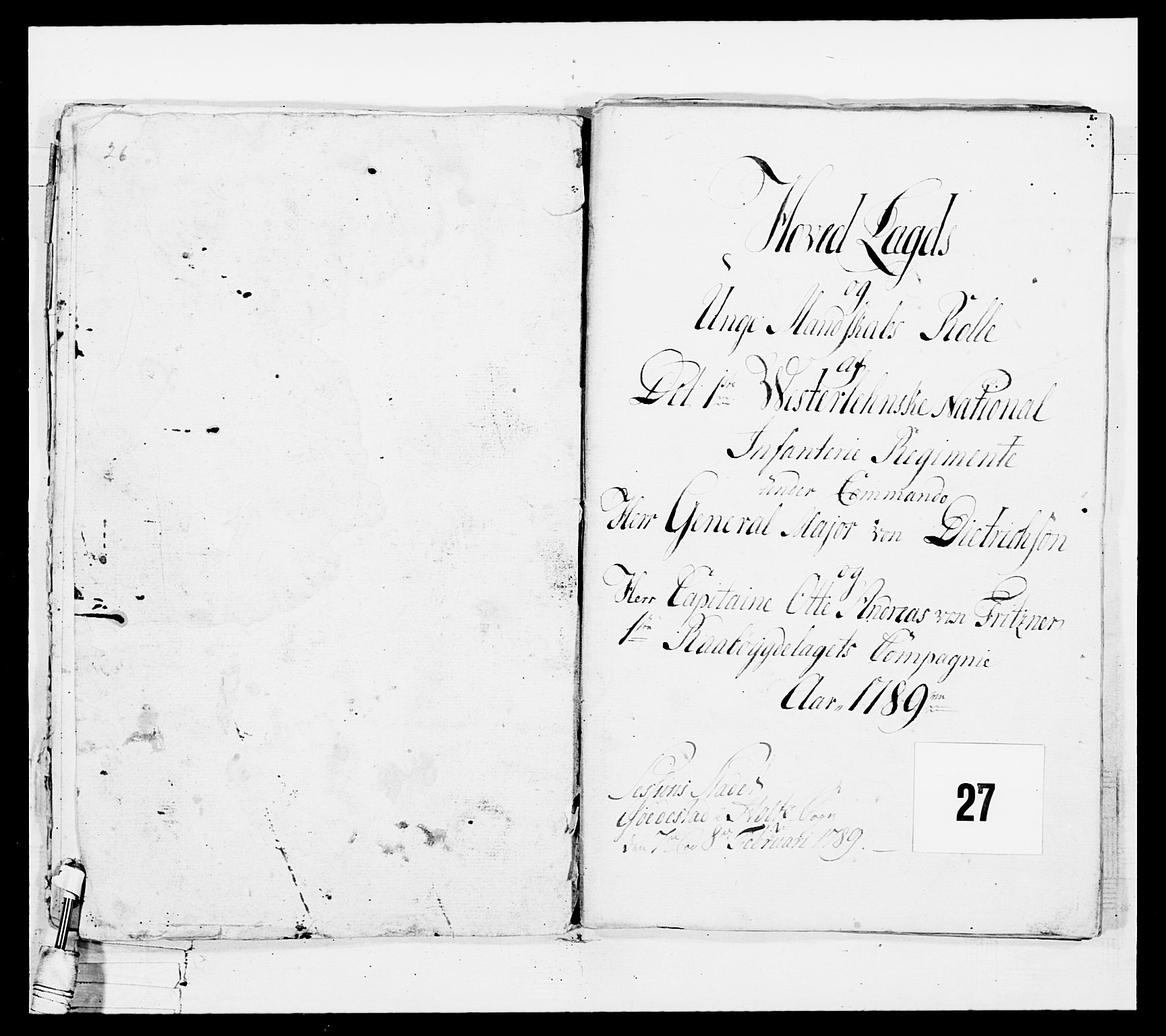 Generalitets- og kommissariatskollegiet, Det kongelige norske kommissariatskollegium, RA/EA-5420/E/Eh/L0103: 1. Vesterlenske nasjonale infanteriregiment, 1782-1789, p. 277