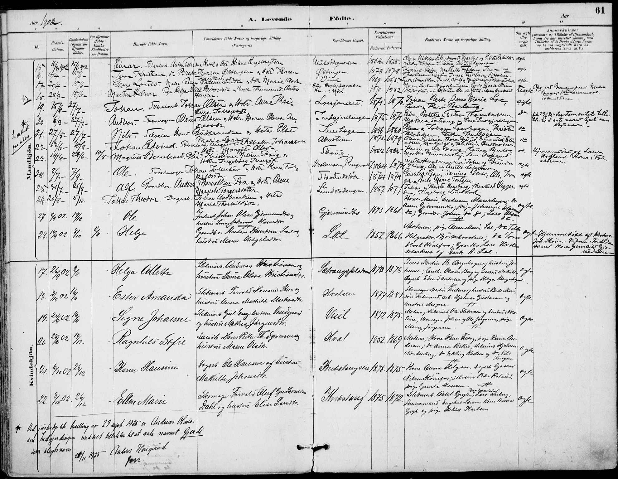 Haug kirkebøker, AV/SAKO-A-604/F/Fa/L0001: Parish register (official) no. 1, 1885-1917, p. 61