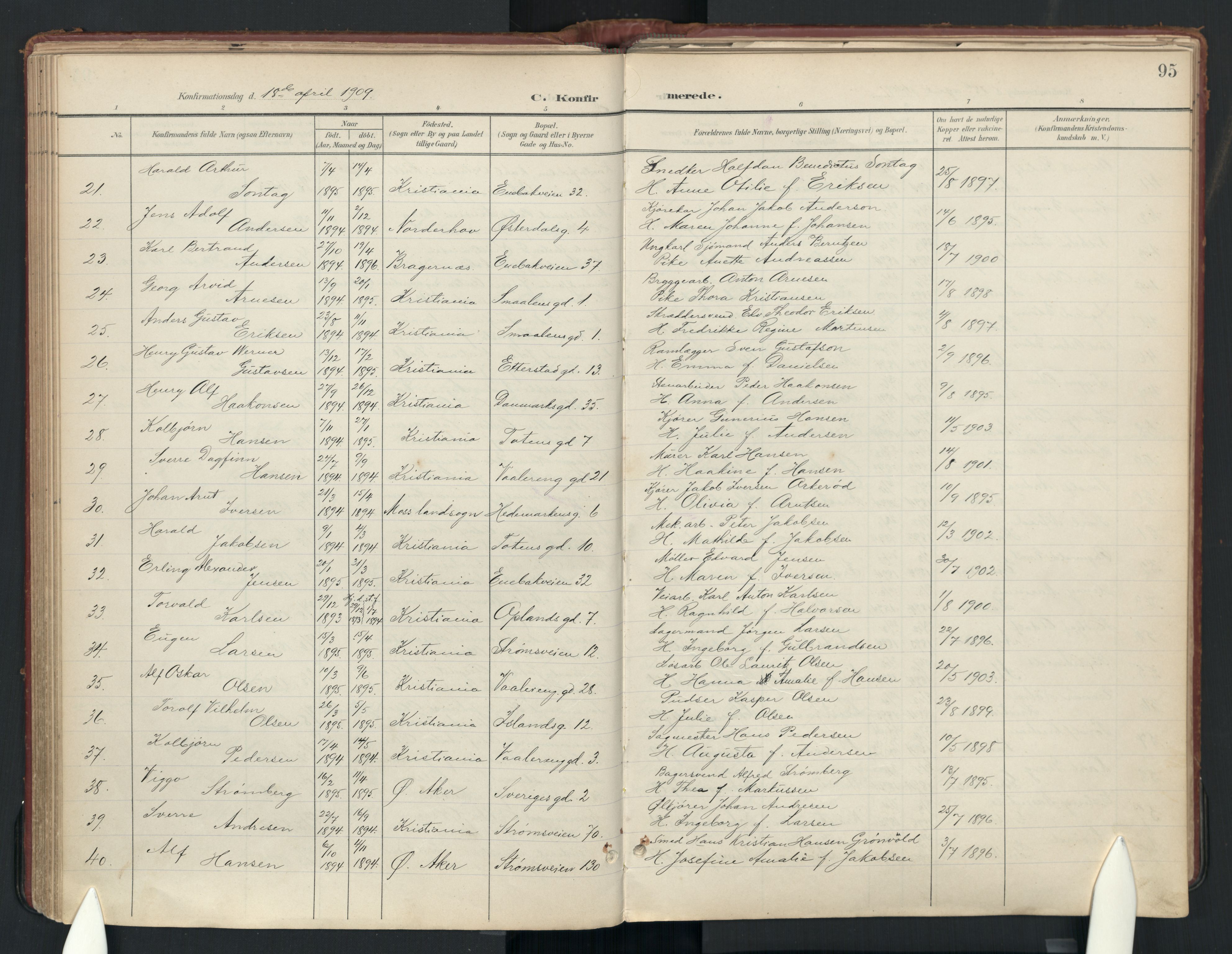 Vålerengen prestekontor Kirkebøker, SAO/A-10878: Parish register (official) no. 3a, 1900-1925, p. 95