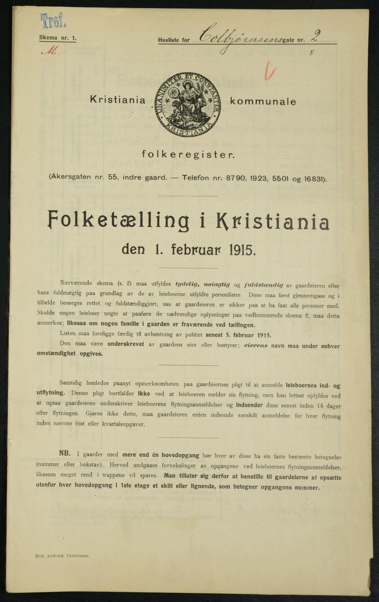 OBA, Municipal Census 1915 for Kristiania, 1915, p. 12901