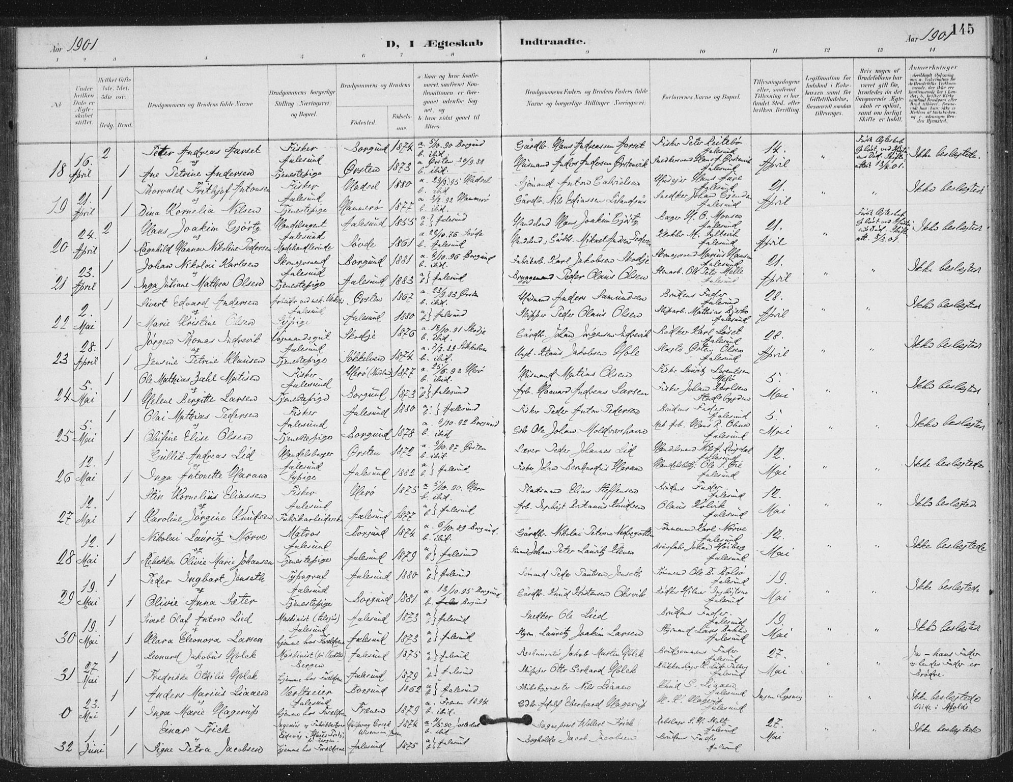 Ministerialprotokoller, klokkerbøker og fødselsregistre - Møre og Romsdal, SAT/A-1454/529/L0457: Parish register (official) no. 529A07, 1894-1903, p. 145