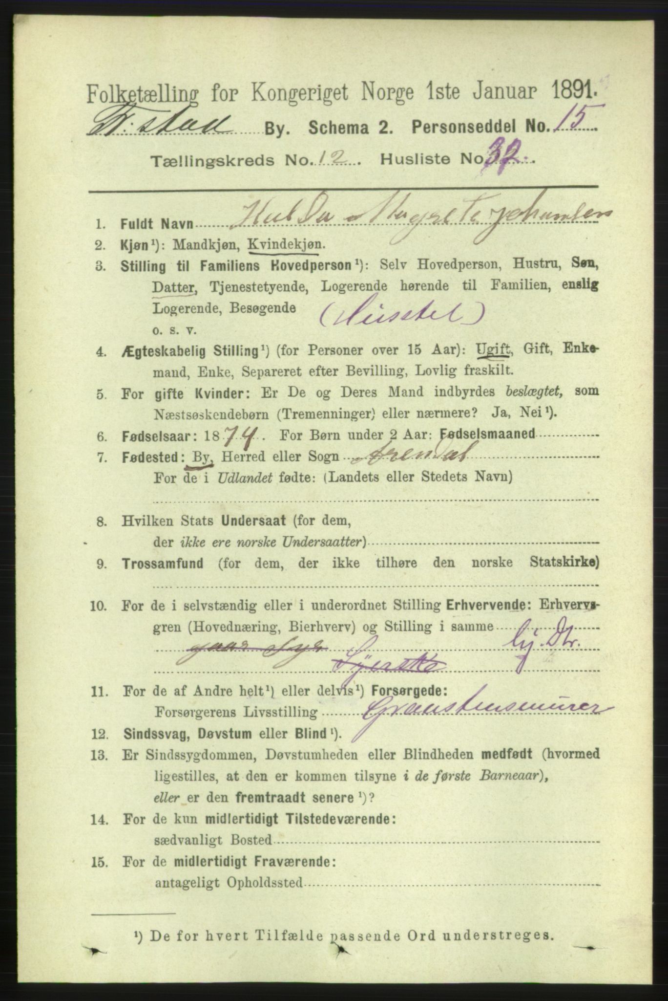 RA, 1891 census for 0103 Fredrikstad, 1891, p. 14018