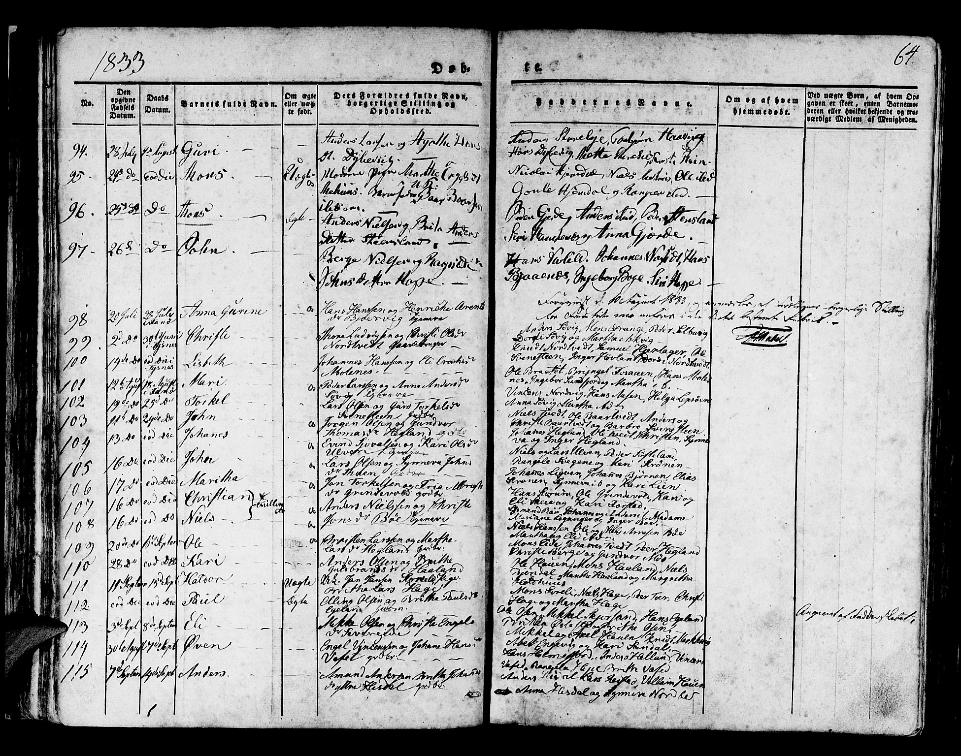 Os sokneprestembete, AV/SAB-A-99929: Parish register (official) no. A 14, 1826-1839, p. 64