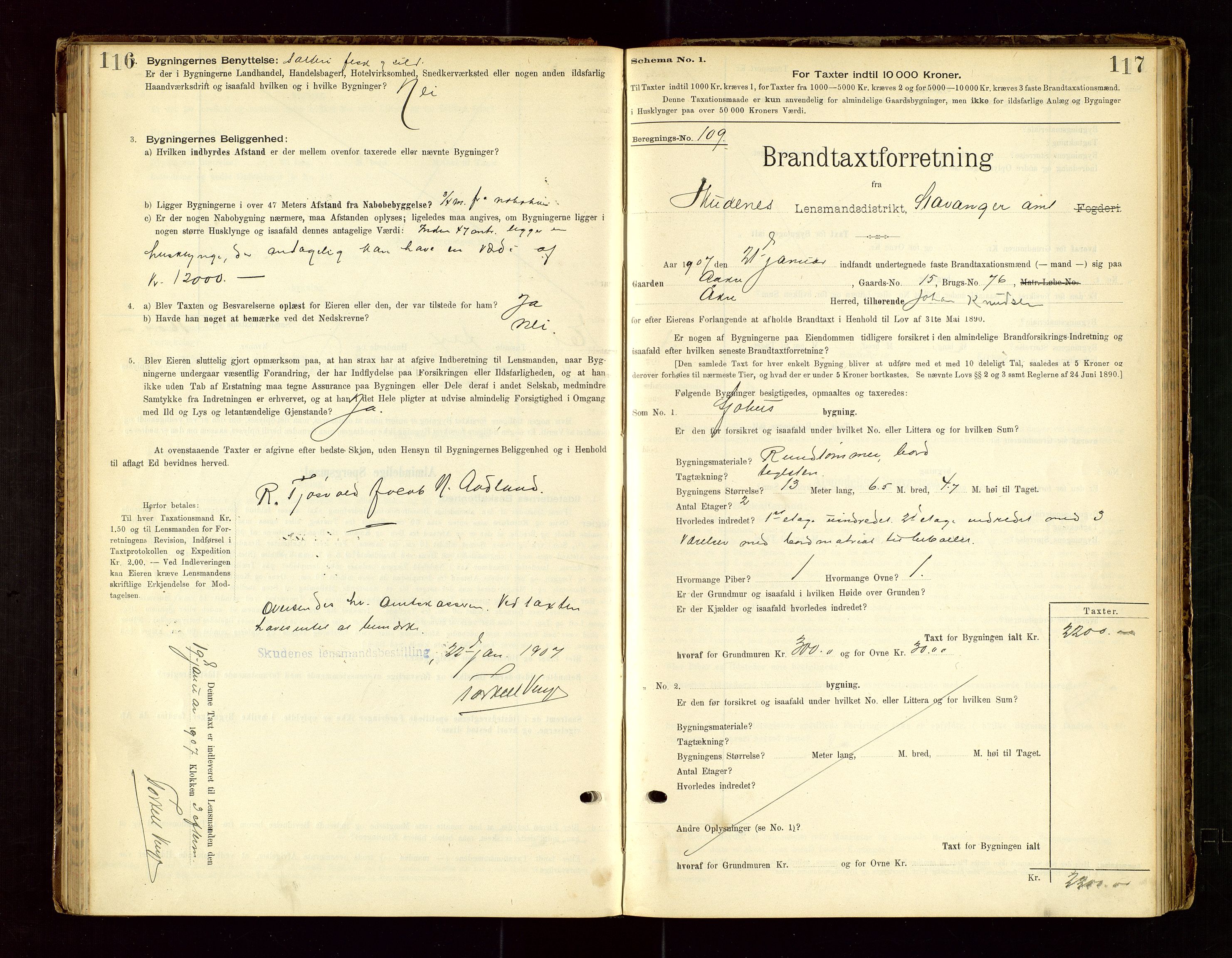 Skudenes lensmannskontor, SAST/A-100444/Gob/L0001: "Brandtaxationsprotokoll", 1895-1924, p. 116-117