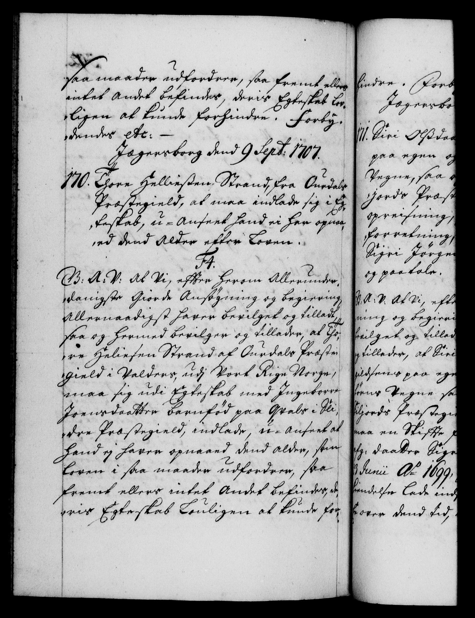 Danske Kanselli 1572-1799, AV/RA-EA-3023/F/Fc/Fca/Fcaa/L0019: Norske registre, 1704-1707, p. 592b