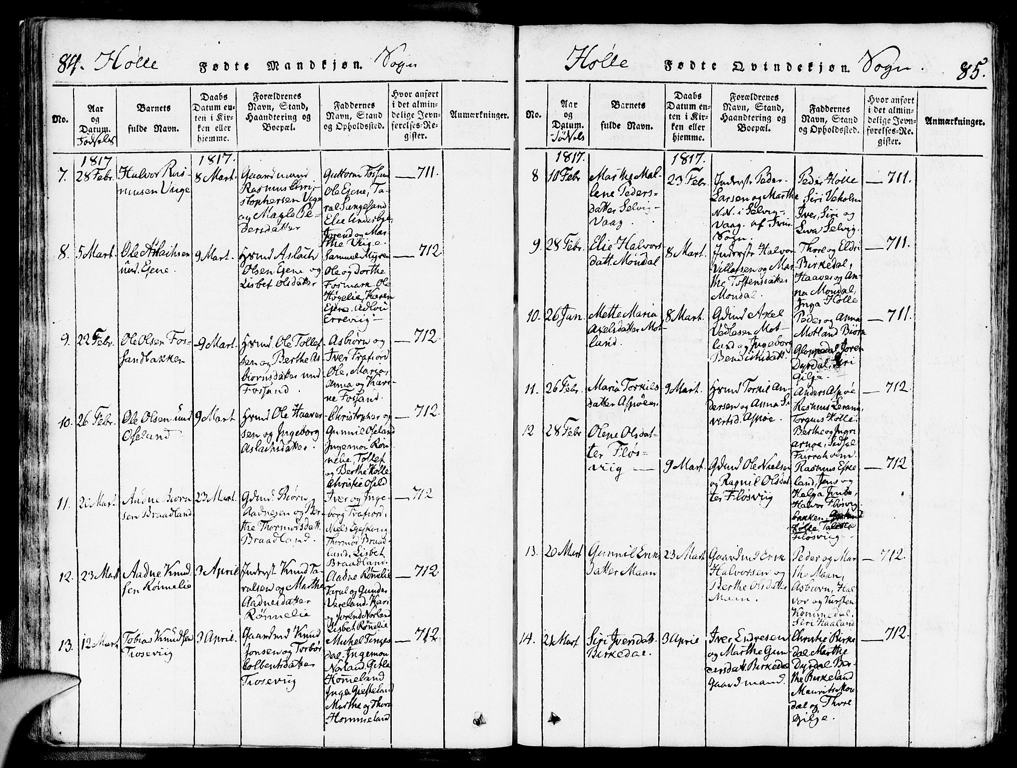 Strand sokneprestkontor, AV/SAST-A-101828/H/Ha/Haa/L0004: Parish register (official) no. A 4 /2, 1816-1833, p. 84-85