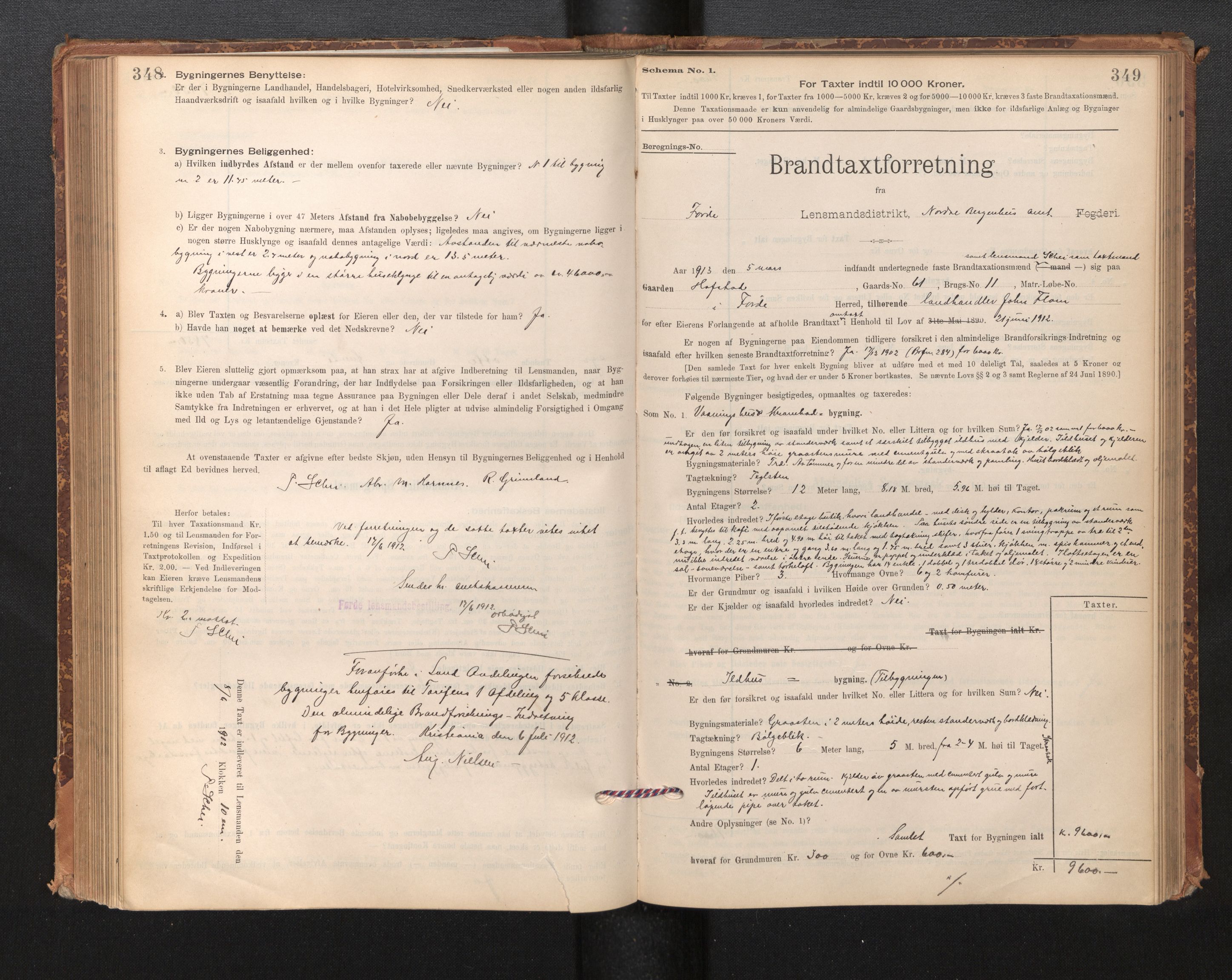 Lensmannen i Førde, SAB/A-27401/0012/L0008: Branntakstprotokoll, skjematakst, 1895-1922, p. 348-349