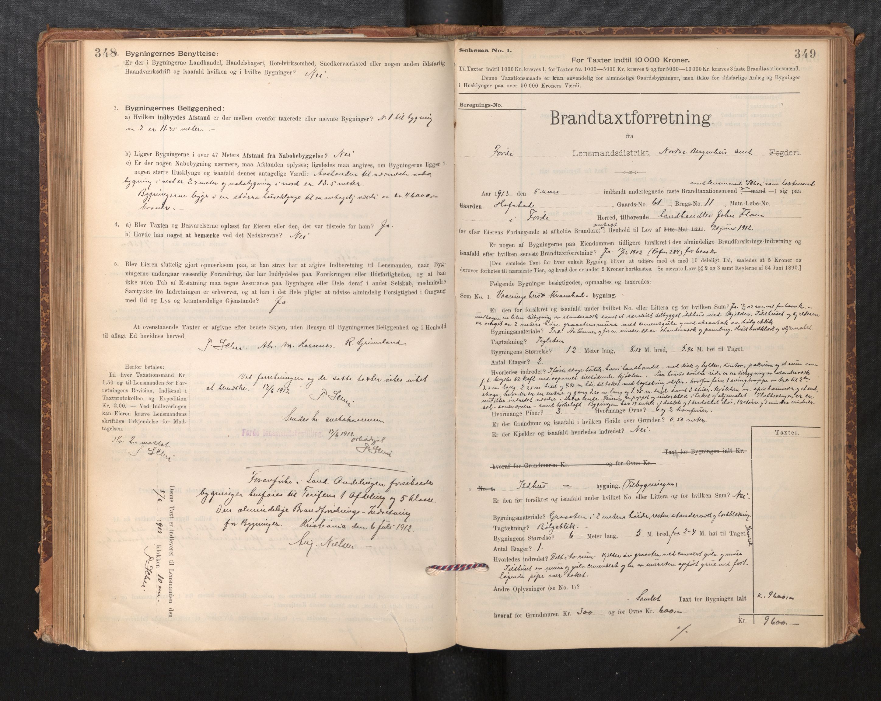 Lensmannen i Førde, AV/SAB-A-27401/0012/L0008: Branntakstprotokoll, skjematakst, 1895-1922, p. 348-349