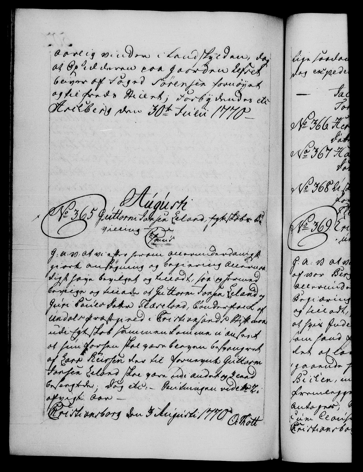 Danske Kanselli 1572-1799, AV/RA-EA-3023/F/Fc/Fca/Fcaa/L0044: Norske registre, 1769-1771, p. 502b