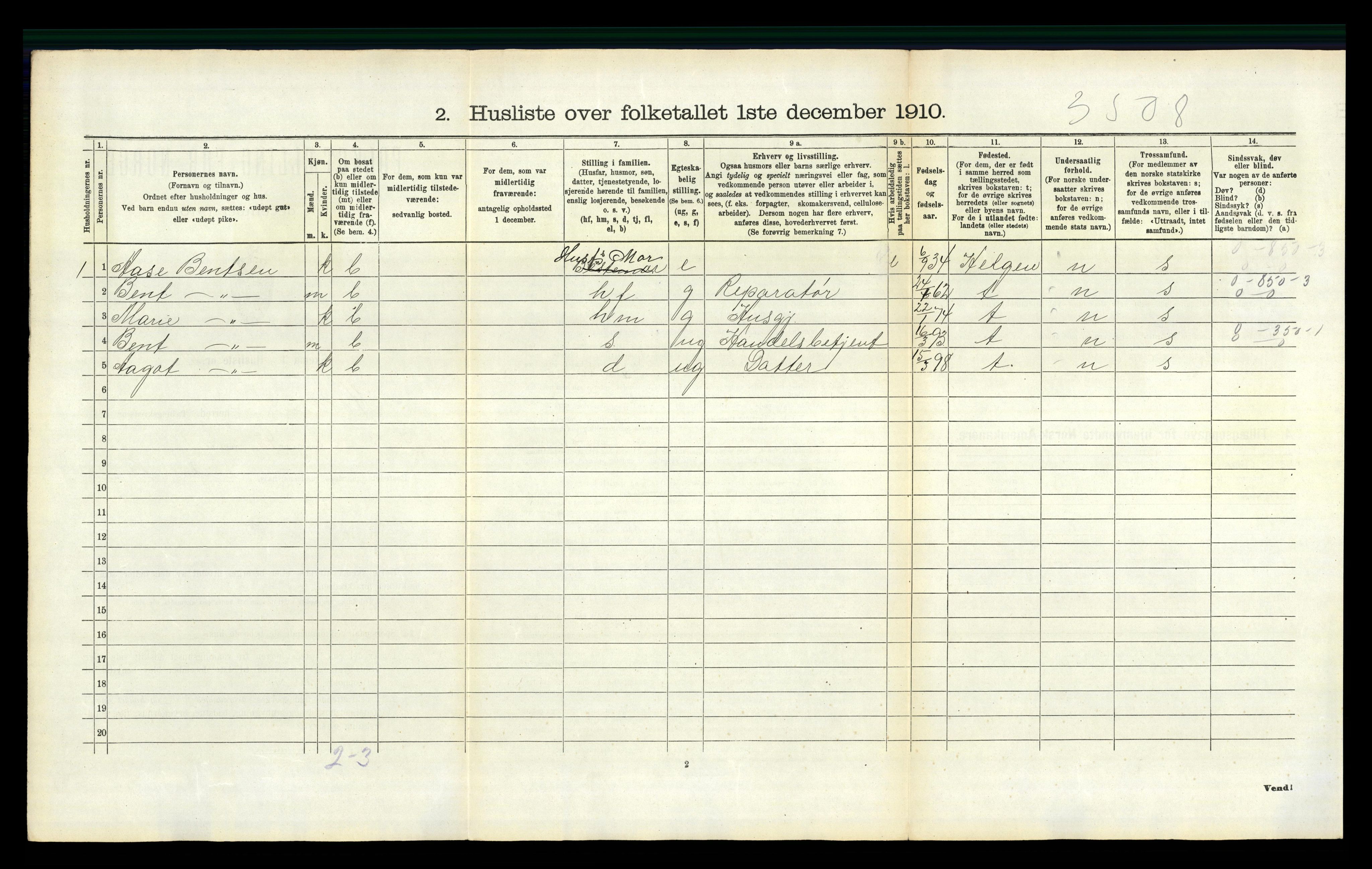 RA, 1910 census for Holla, 1910, p. 1048