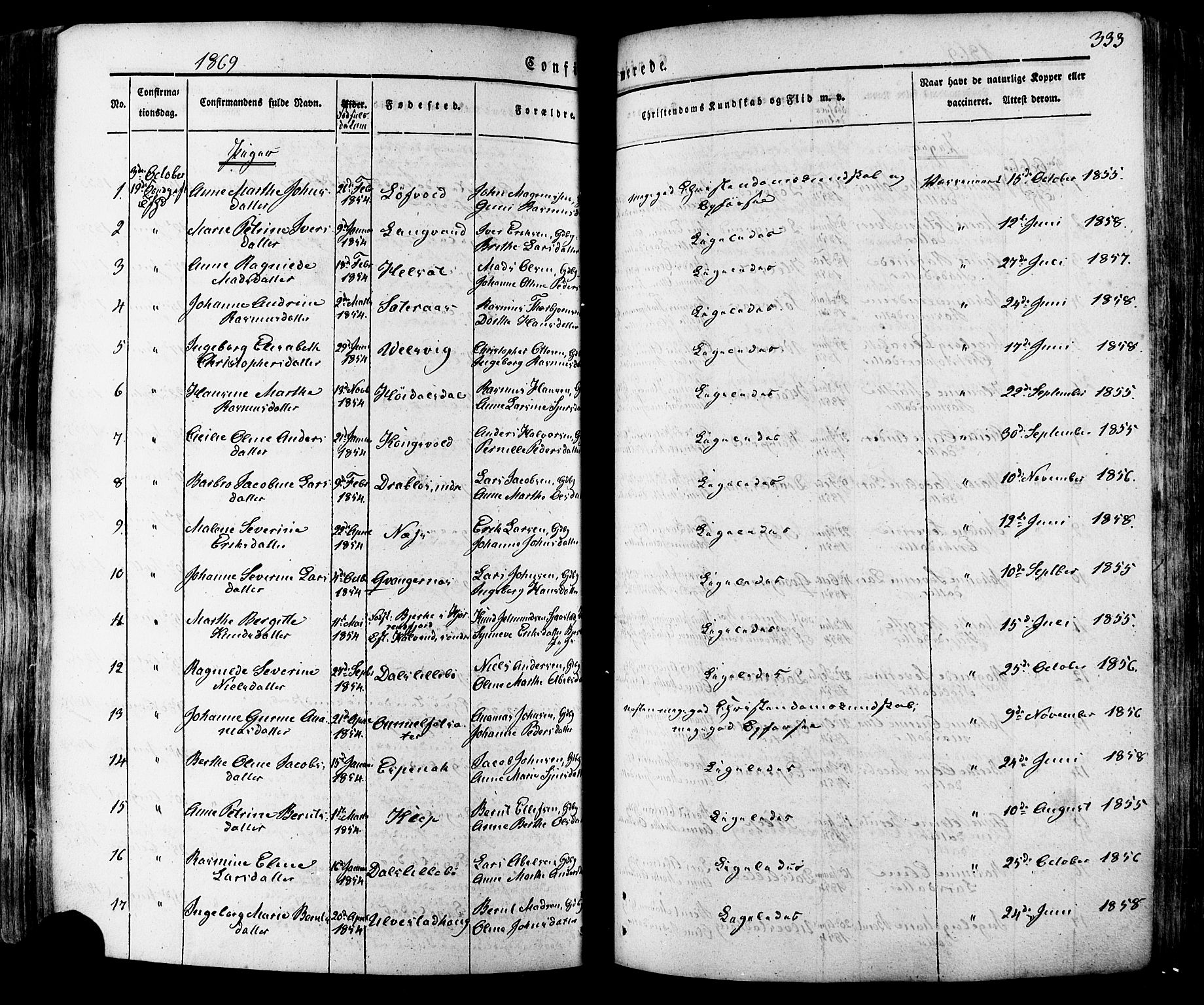 Ministerialprotokoller, klokkerbøker og fødselsregistre - Møre og Romsdal, AV/SAT-A-1454/511/L0140: Parish register (official) no. 511A07, 1851-1878, p. 333