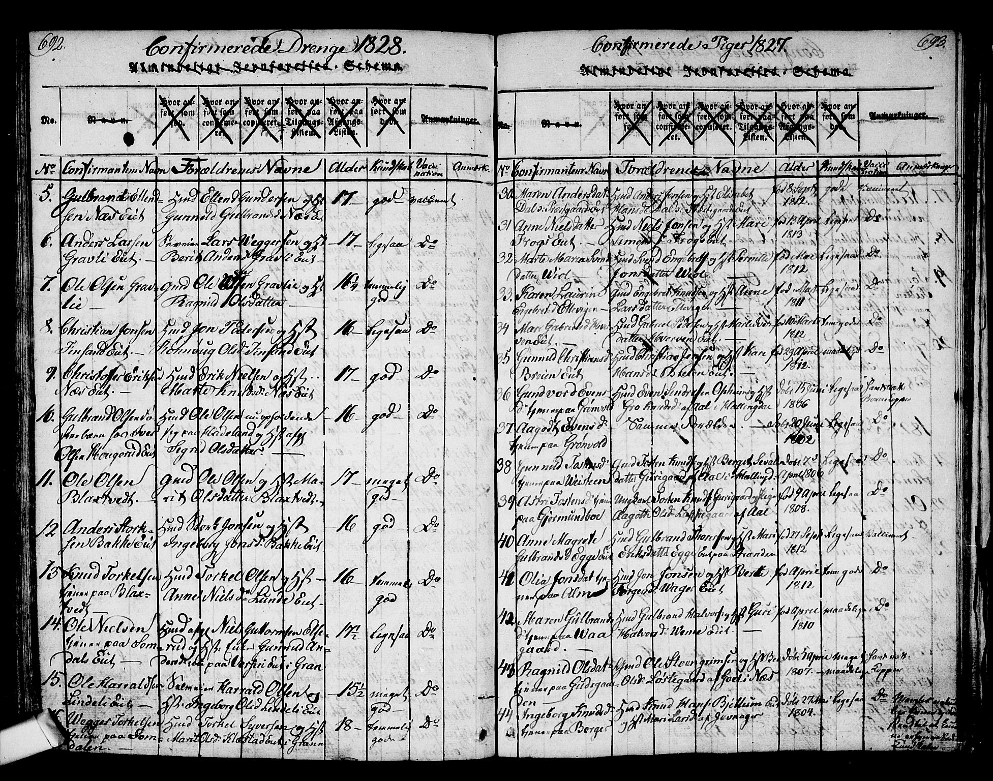 Norderhov kirkebøker, AV/SAKO-A-237/G/Ga/L0002: Parish register (copy) no. I 2, 1814-1867, p. 692-693