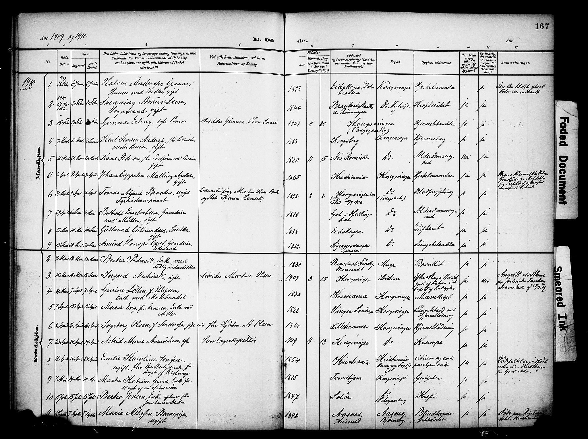 Vinger prestekontor, AV/SAH-PREST-024/H/Ha/Haa/L0016: Parish register (official) no. 16, 1898-1920, p. 167