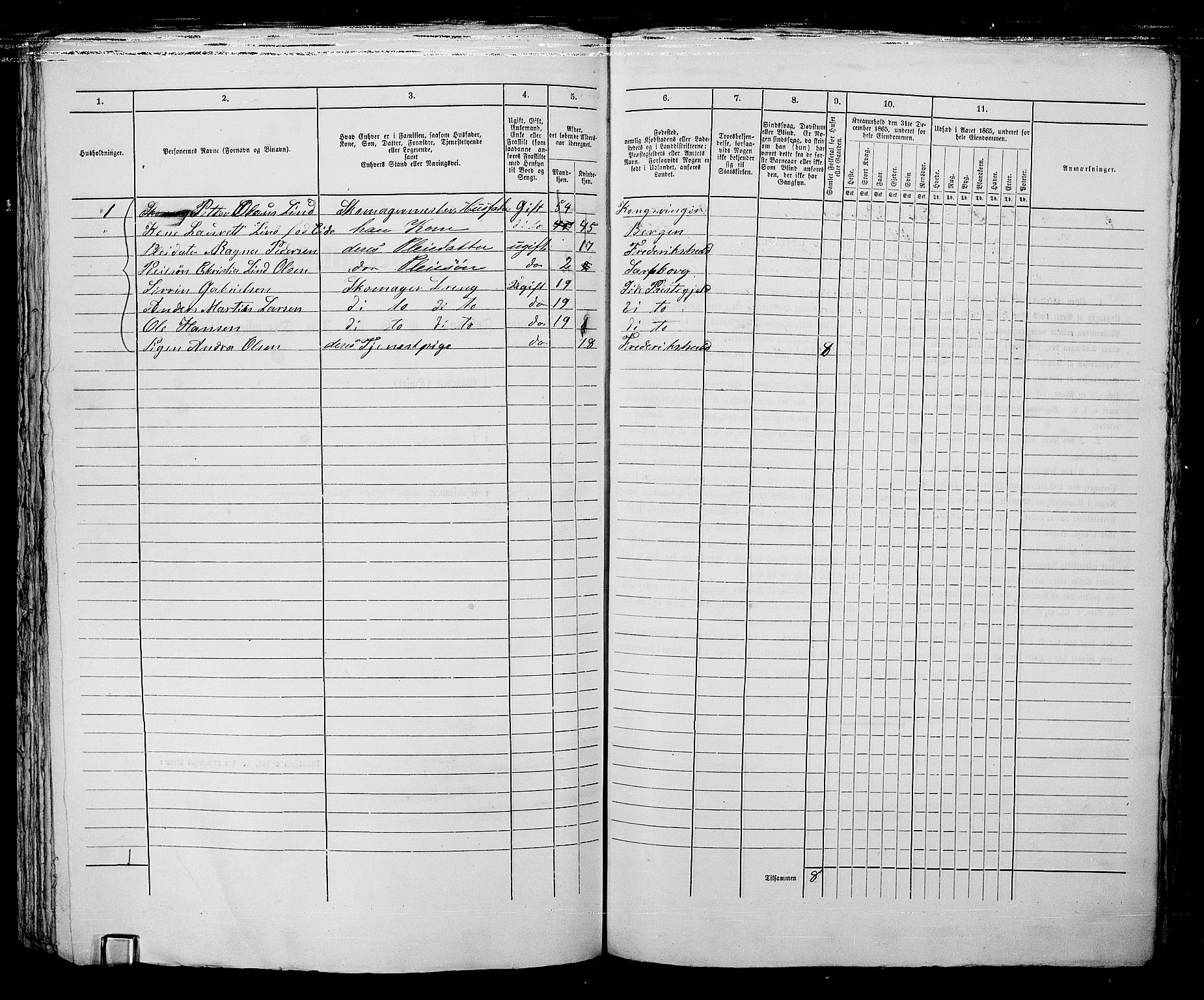 RA, 1865 census for Fredrikshald, 1865, p. 1090