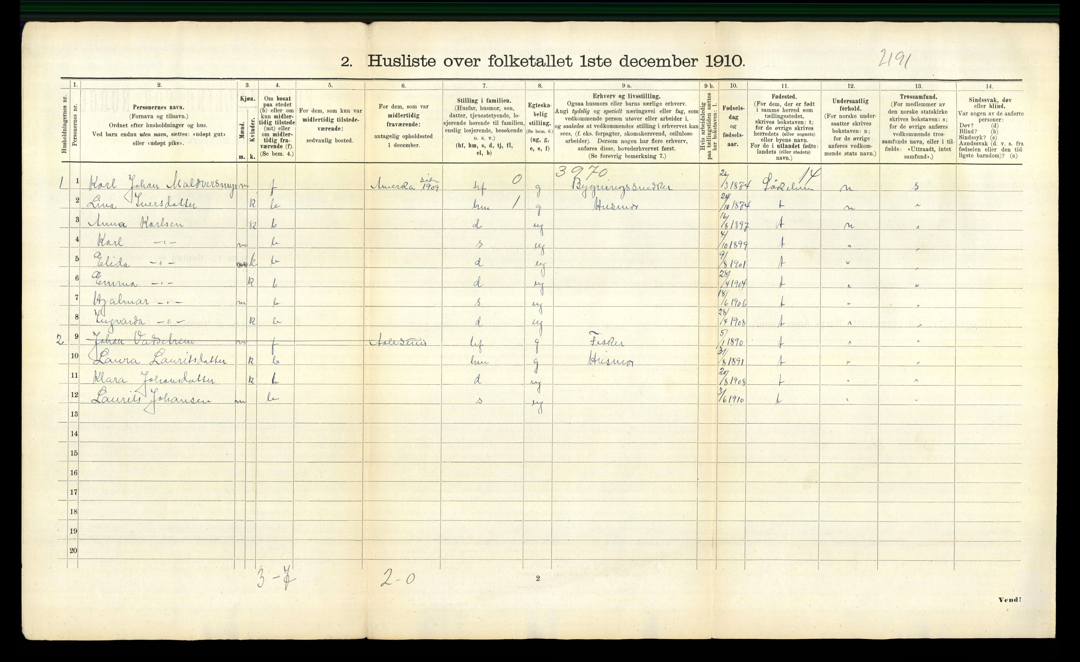 RA, 1910 census for Borgund, 1910, p. 1274