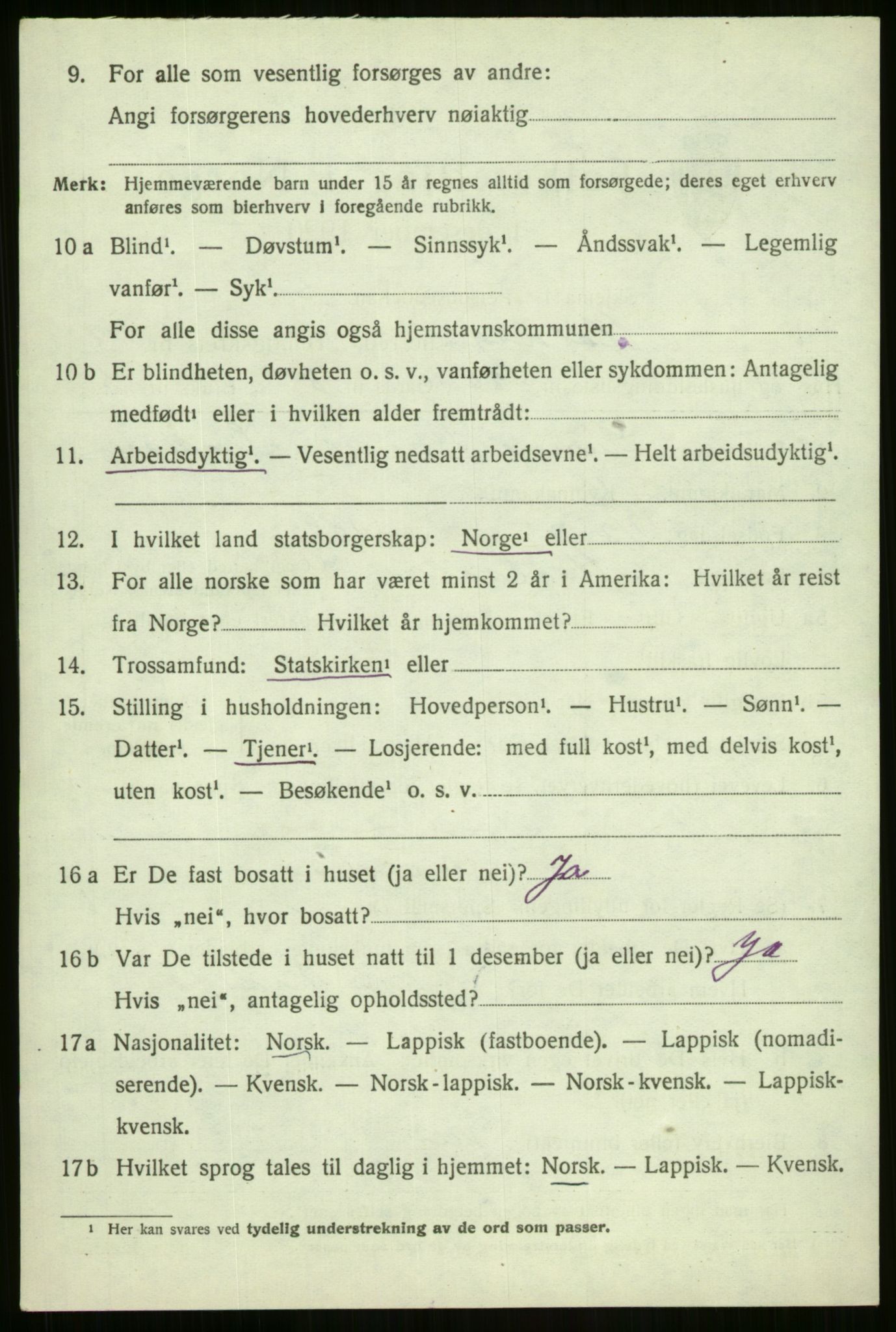 SATØ, 1920 census for Malangen, 1920, p. 1582