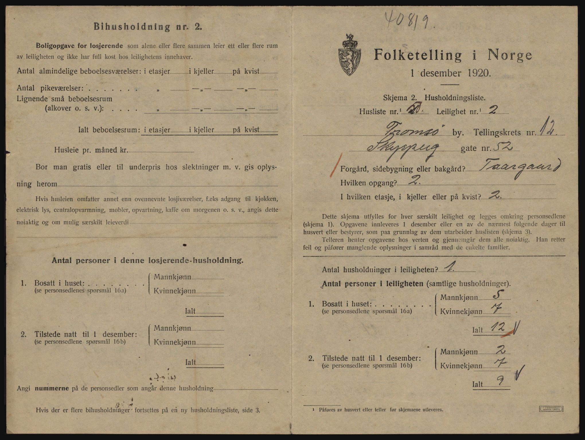 SATØ, 1920 census for Tromsø, 1920, p. 6113