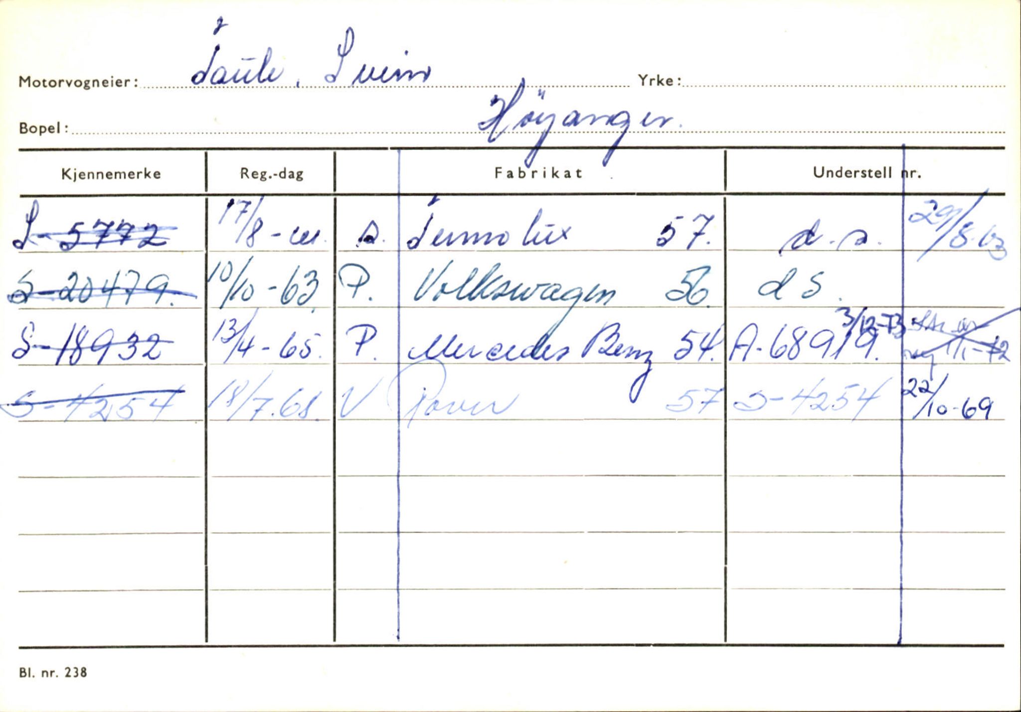 Statens vegvesen, Sogn og Fjordane vegkontor, AV/SAB-A-5301/4/F/L0131: Eigarregister Høyanger P-Å. Stryn S-Å, 1945-1975, p. 579