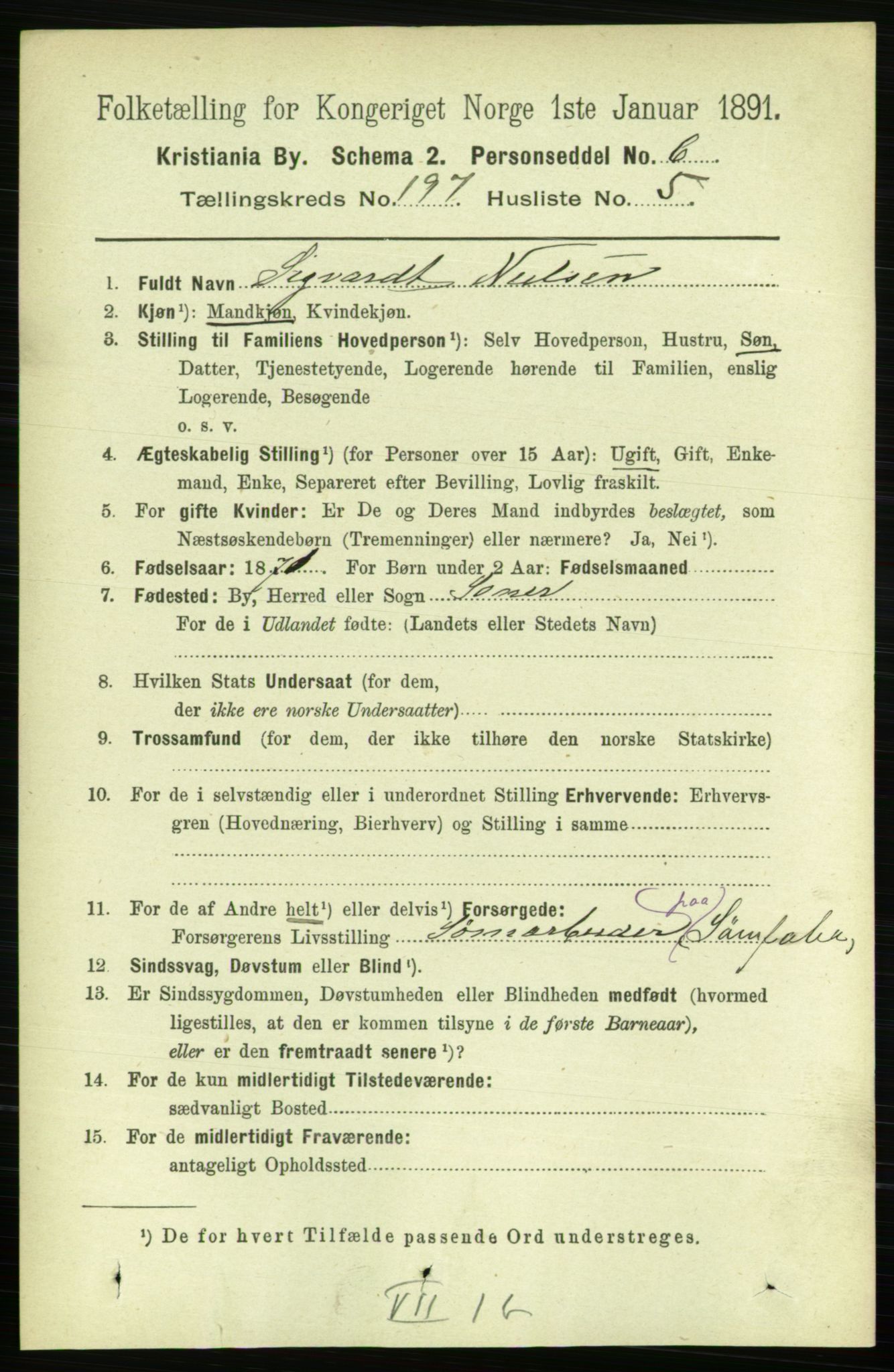 RA, 1891 census for 0301 Kristiania, 1891, p. 118895