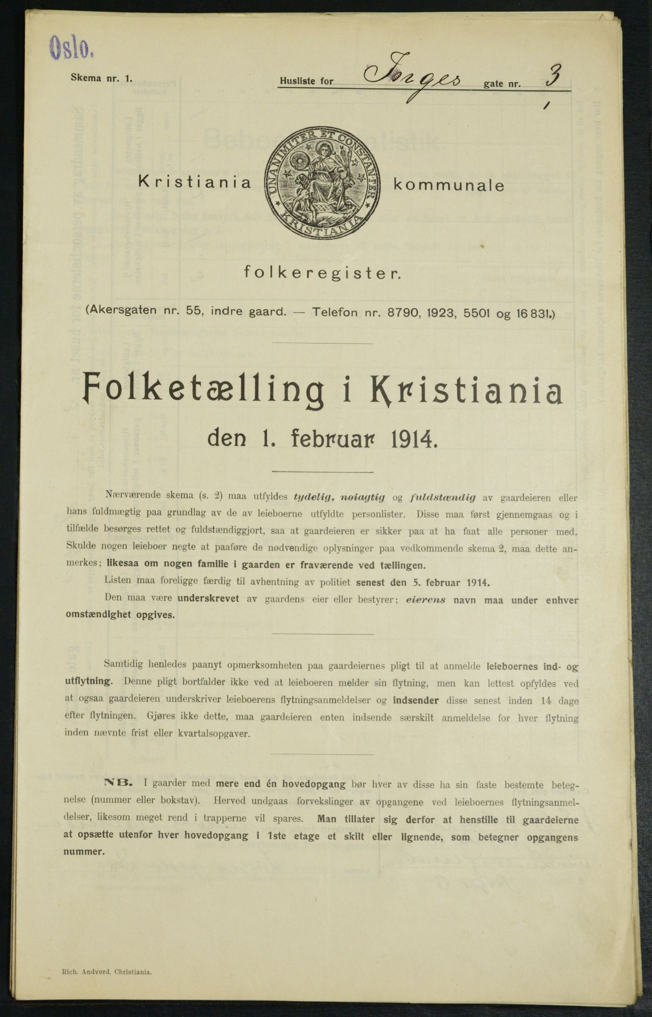 OBA, Municipal Census 1914 for Kristiania, 1914, p. 43935