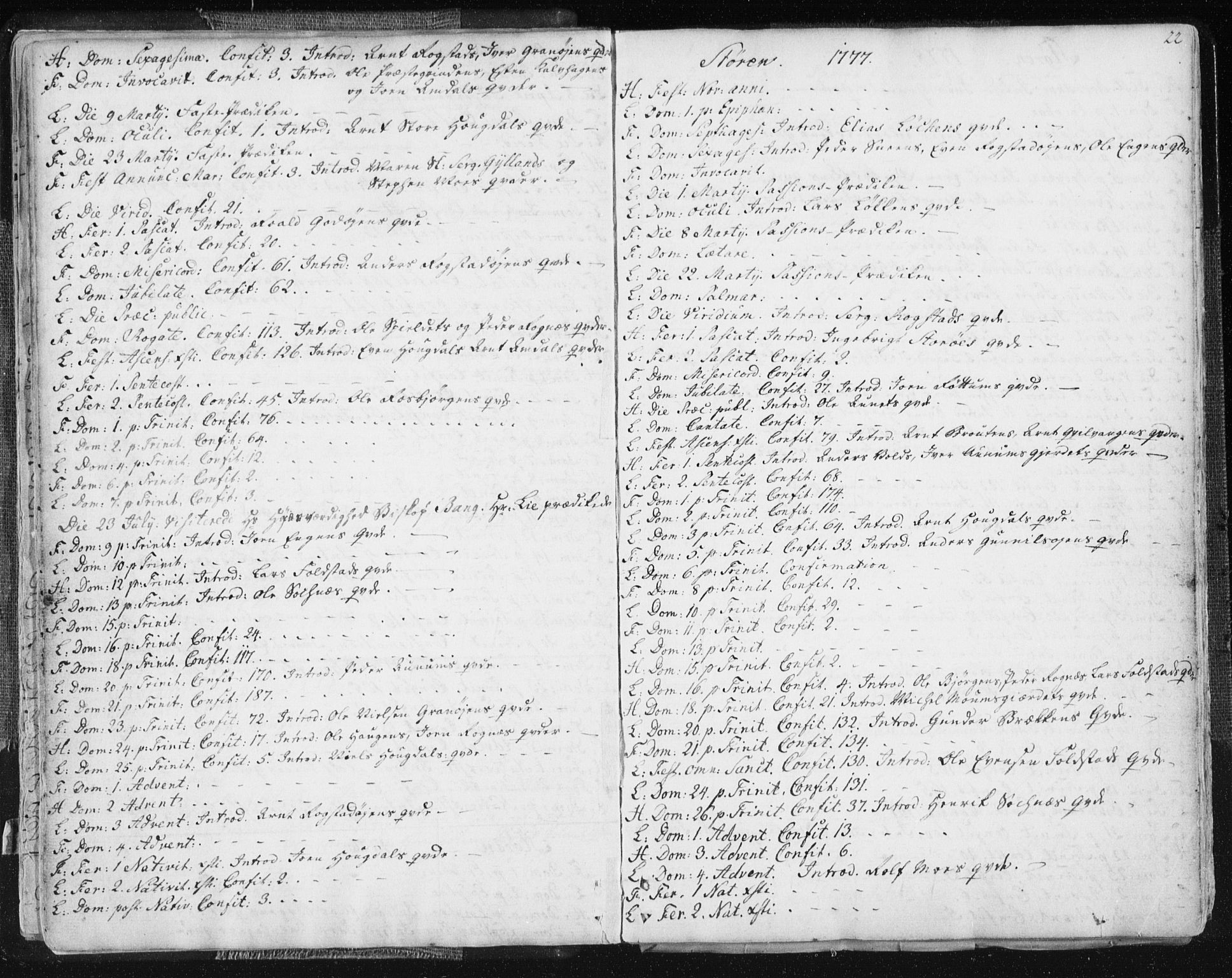 Ministerialprotokoller, klokkerbøker og fødselsregistre - Sør-Trøndelag, SAT/A-1456/687/L0991: Parish register (official) no. 687A02, 1747-1790, p. 22