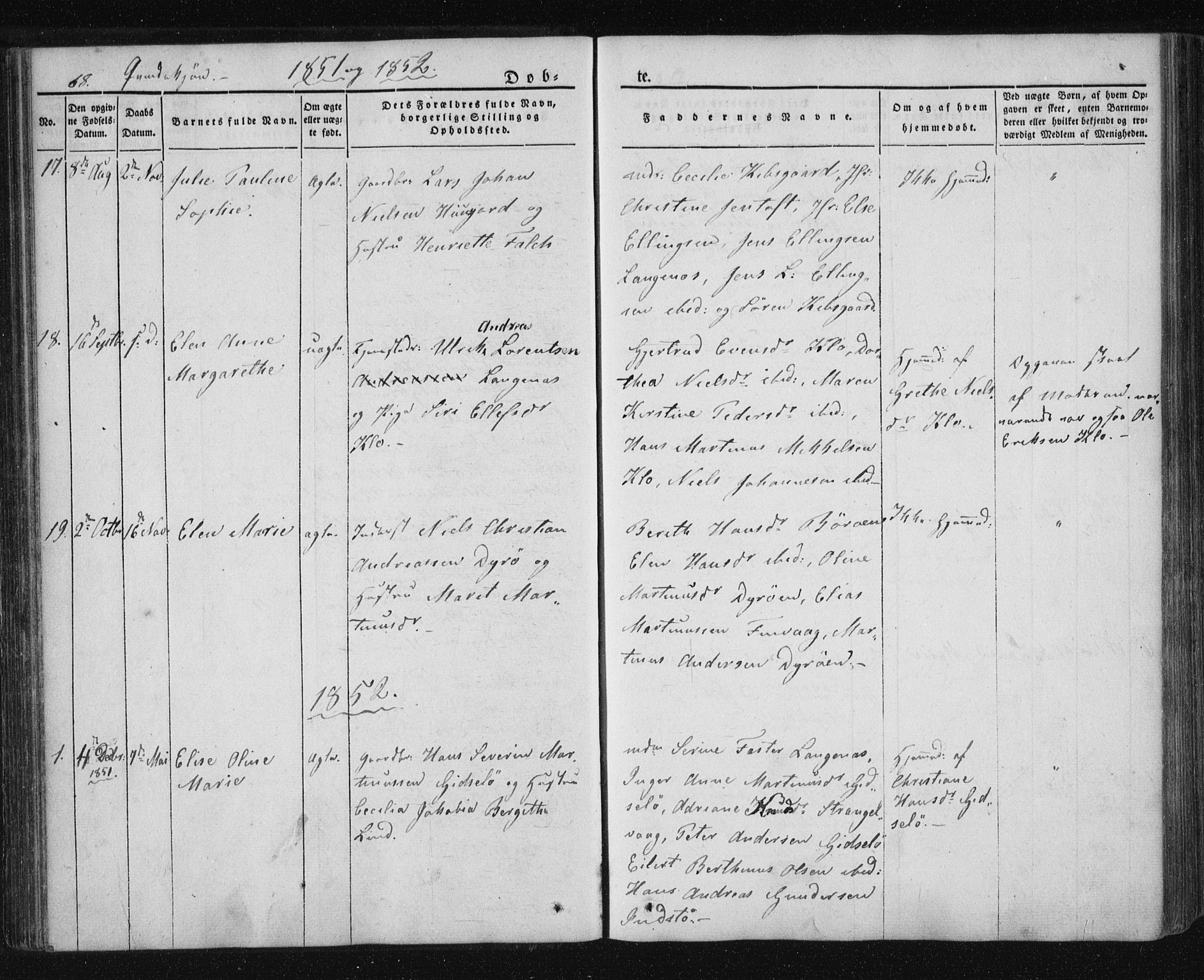 Ministerialprotokoller, klokkerbøker og fødselsregistre - Nordland, SAT/A-1459/893/L1332: Parish register (official) no. 893A05, 1841-1858, p. 68
