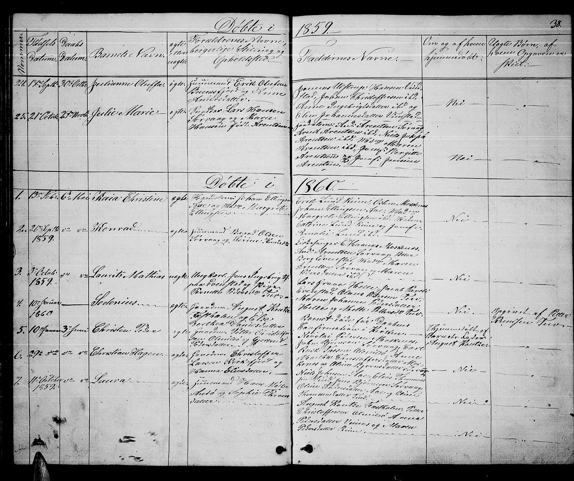 Ministerialprotokoller, klokkerbøker og fødselsregistre - Nordland, SAT/A-1459/886/L1224: Parish register (copy) no. 886C01, 1843-1873, p. 38