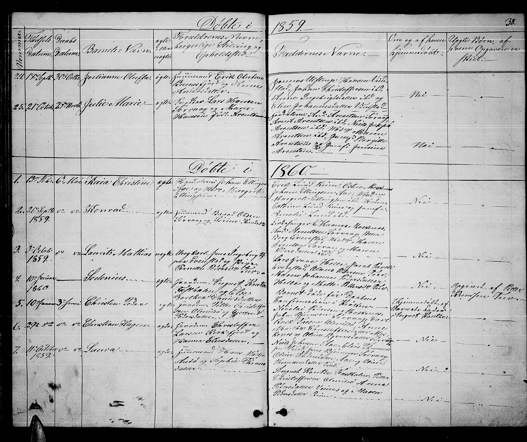Ministerialprotokoller, klokkerbøker og fødselsregistre - Nordland, AV/SAT-A-1459/886/L1224: Parish register (copy) no. 886C01, 1843-1873, p. 38