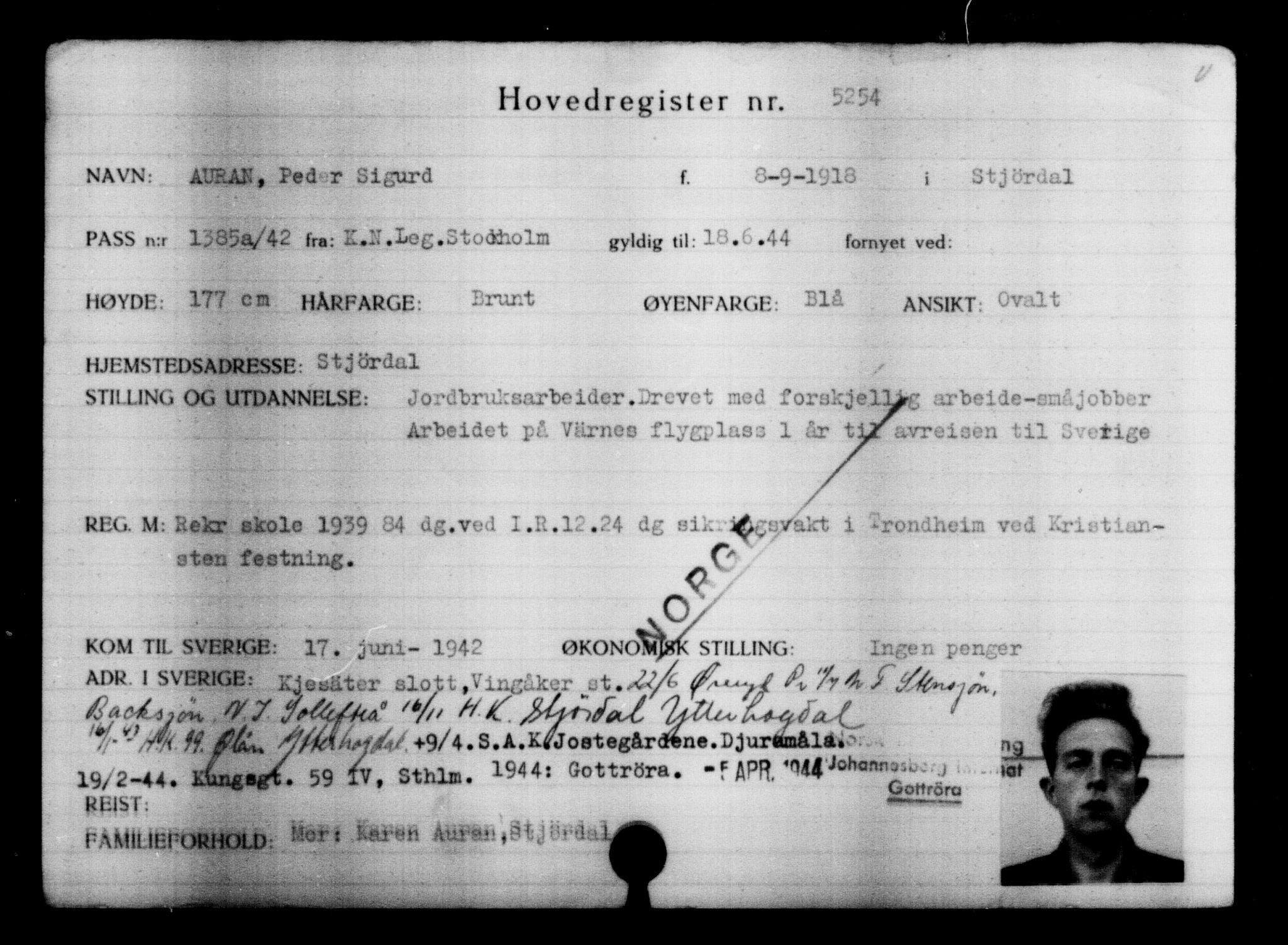 Utenriksstasjonene, Legasjonen i Stockholm, Flyktningkontoret, AV/RA-S-6753/V/Va/L0004: Kjesäterkartoteket, flyktninger med registreringsnr. 3496-6610, 1940-1945, p. 2024