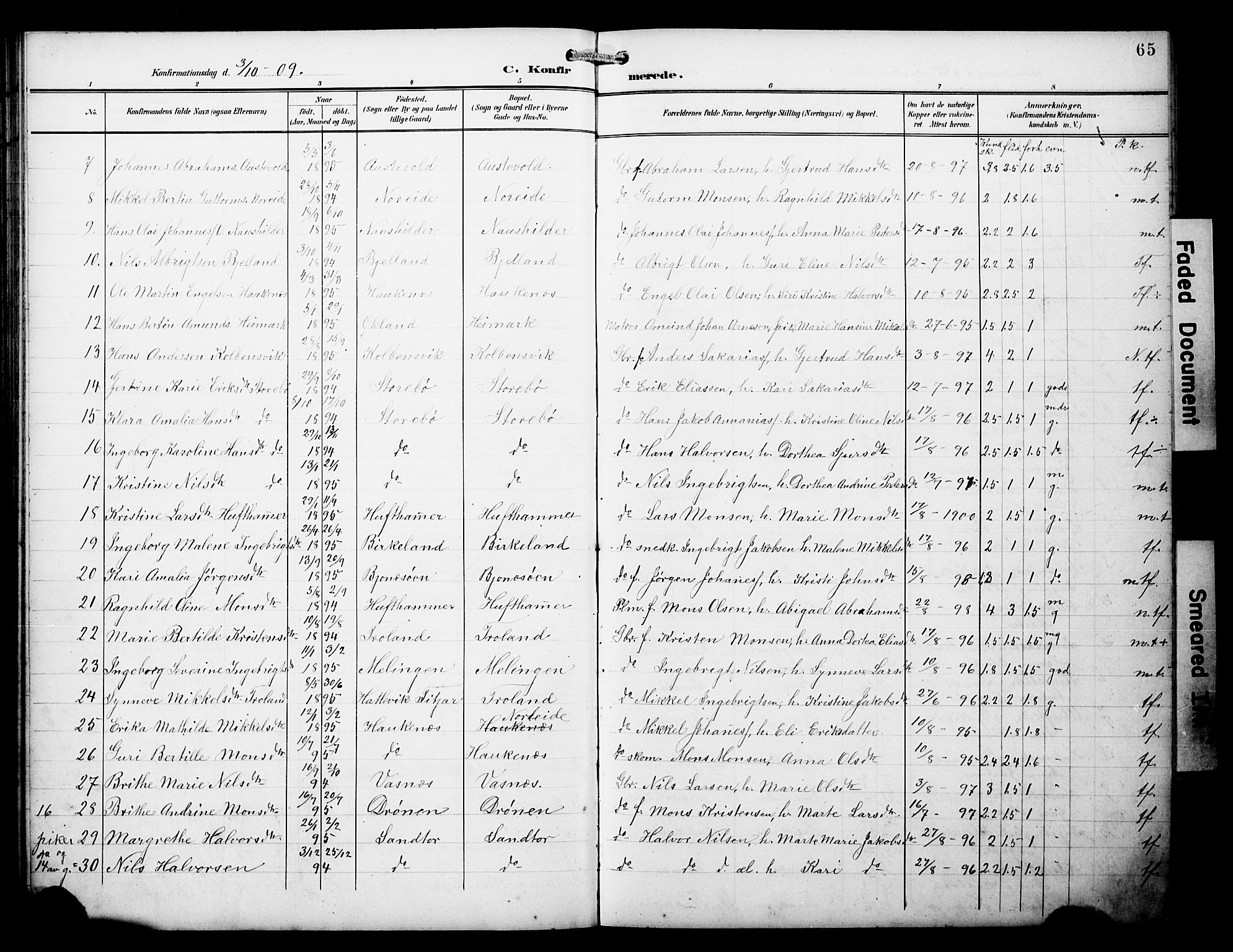 Austevoll Sokneprestembete, SAB/A-74201/H/Hab: Parish register (copy) no. A 4, 1901-1912, p. 65