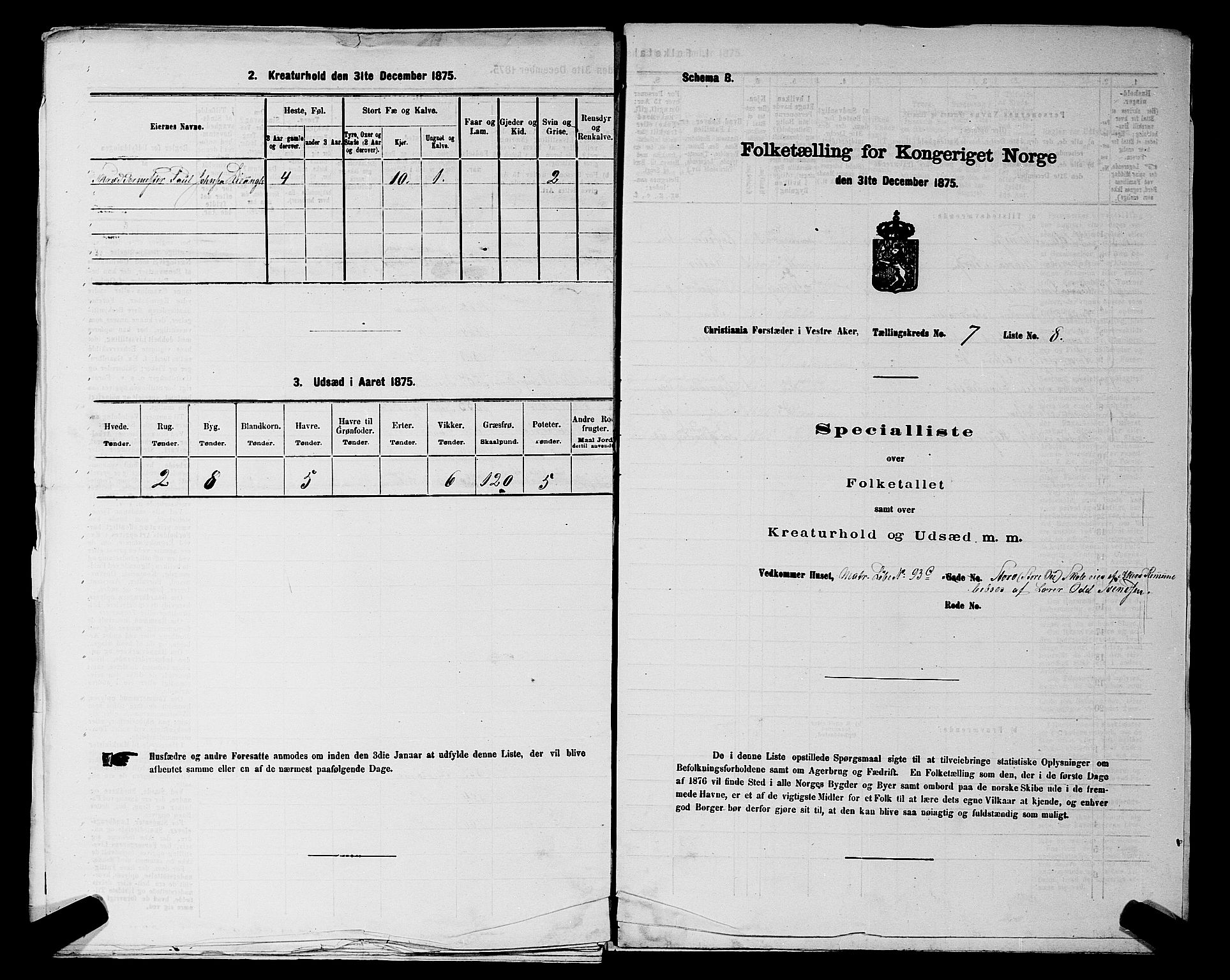 RA, 1875 census for 0218aP Vestre Aker, 1875, p. 1156