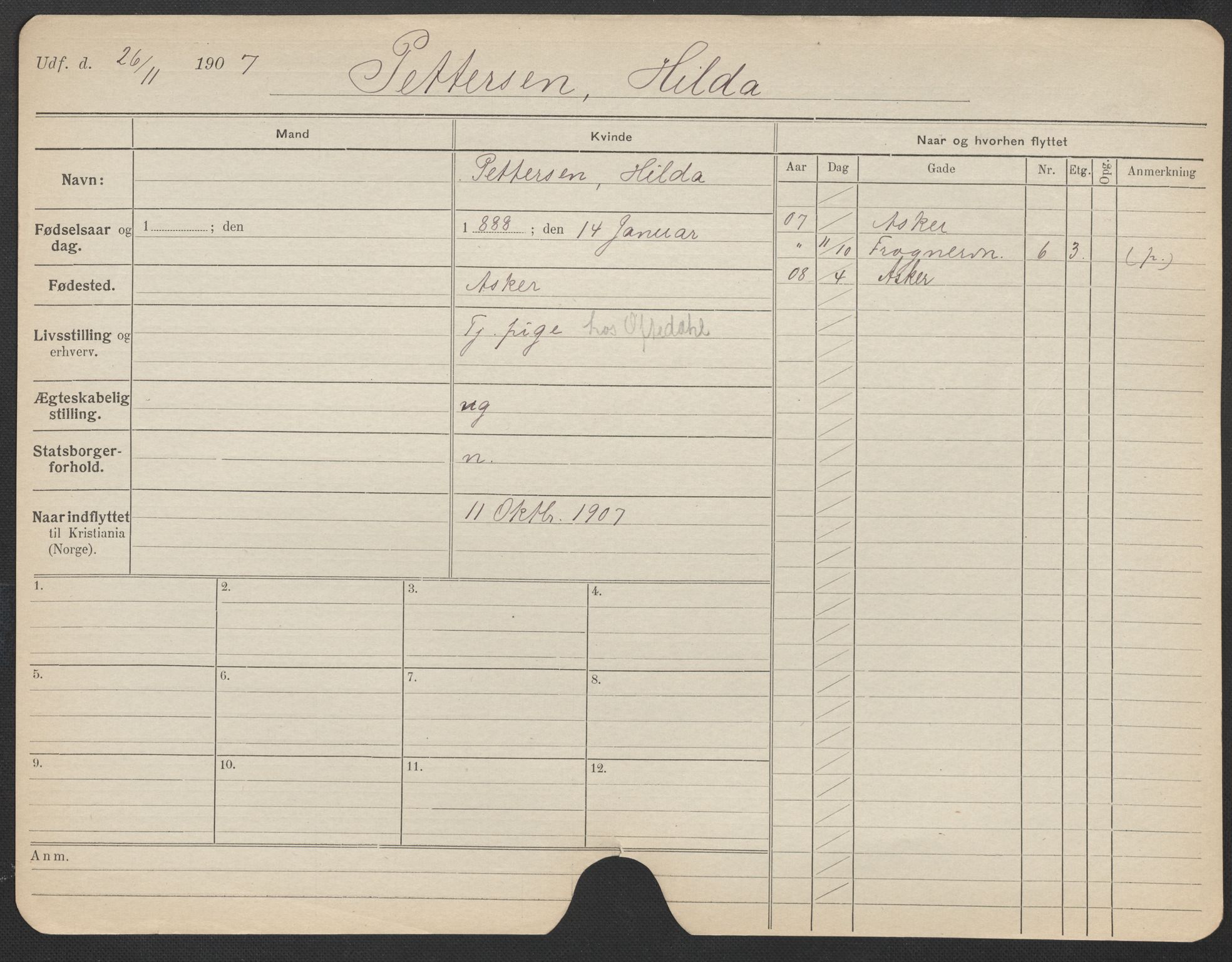 Oslo folkeregister, Registerkort, AV/SAO-A-11715/F/Fa/Fac/L0022: Kvinner, 1906-1914, p. 963a