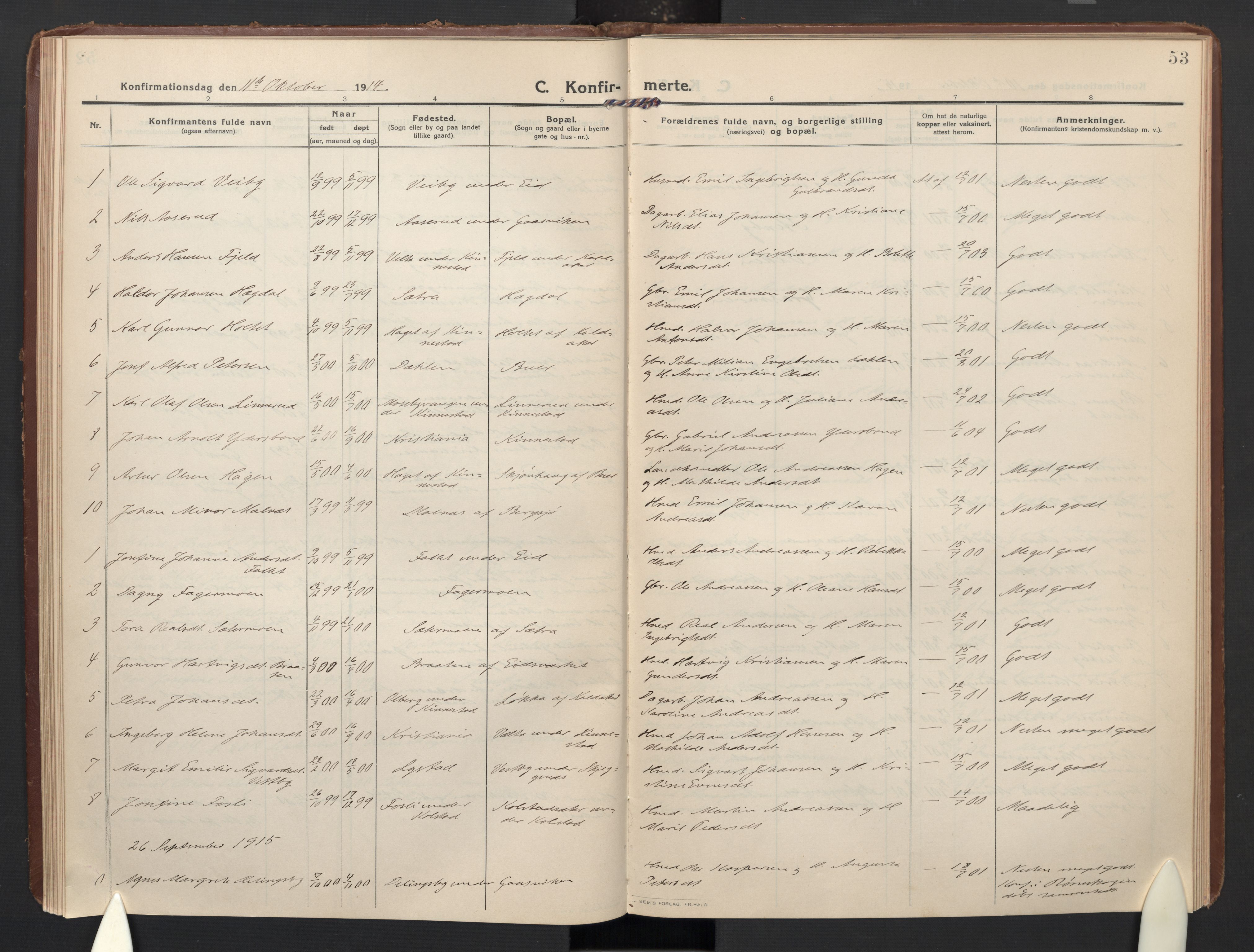 Høland prestekontor Kirkebøker, AV/SAO-A-10346a/F/Fc: Parish register (official) no. III 4, 1912-1924, p. 53