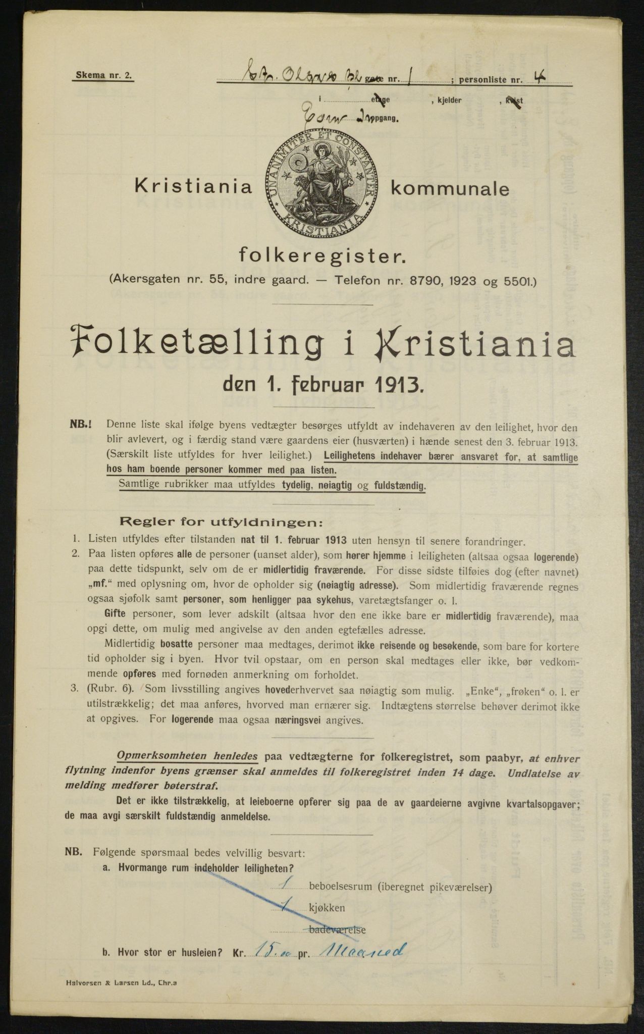 OBA, Municipal Census 1913 for Kristiania, 1913, p. 88365