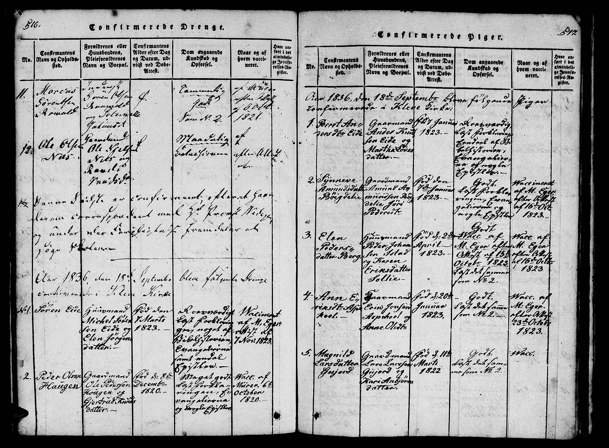 Ministerialprotokoller, klokkerbøker og fødselsregistre - Møre og Romsdal, AV/SAT-A-1454/557/L0679: Parish register (official) no. 557A01, 1818-1843, p. 516-517