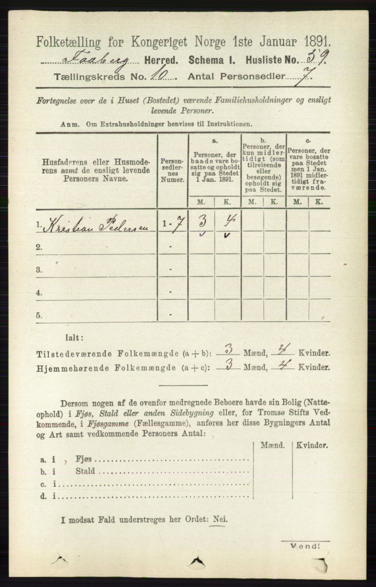 RA, 1891 census for 0524 Fåberg, 1891, p. 4097