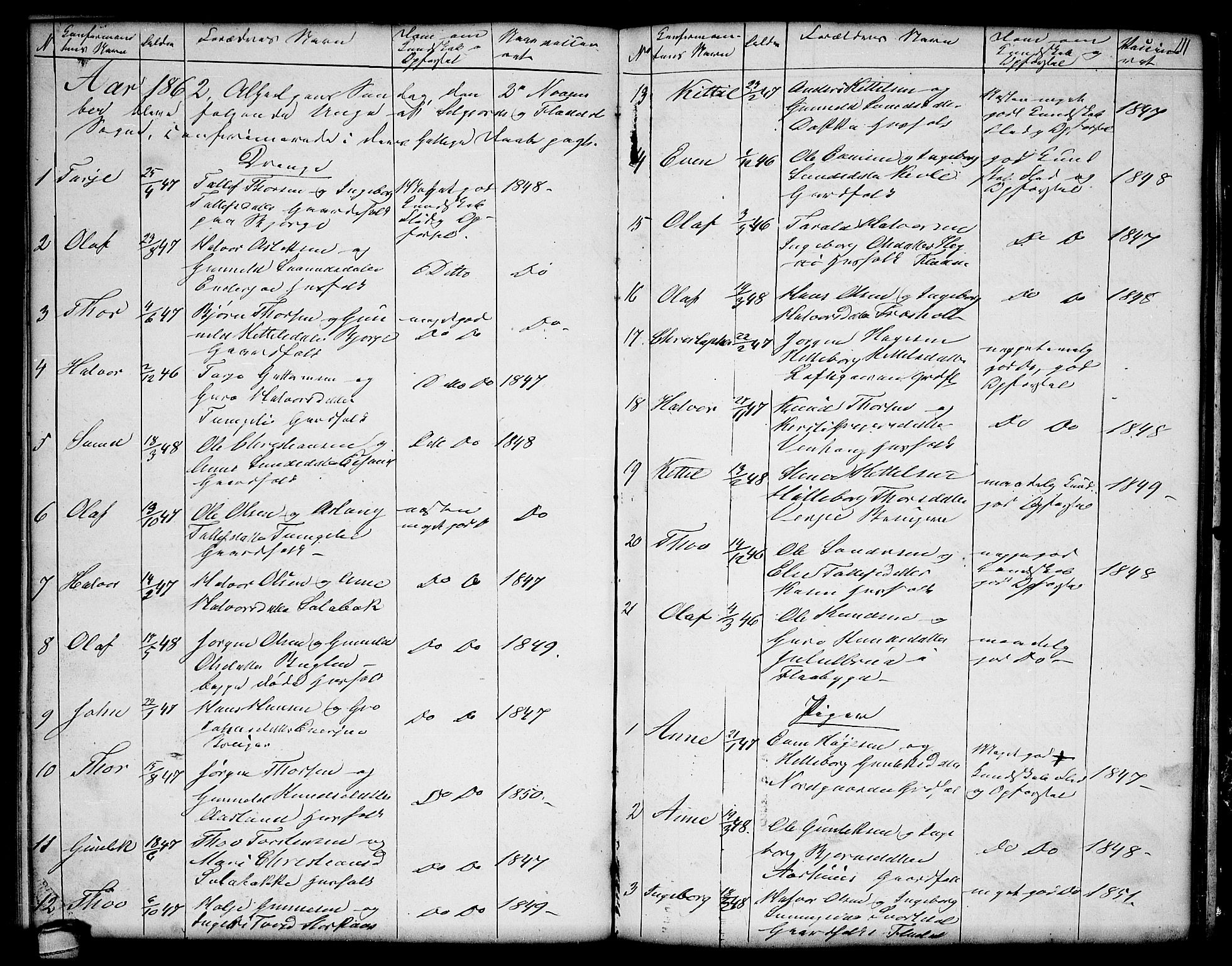 Seljord kirkebøker, AV/SAKO-A-20/G/Ga/L0002: Parish register (copy) no. I 2, 1838-1866, p. 111