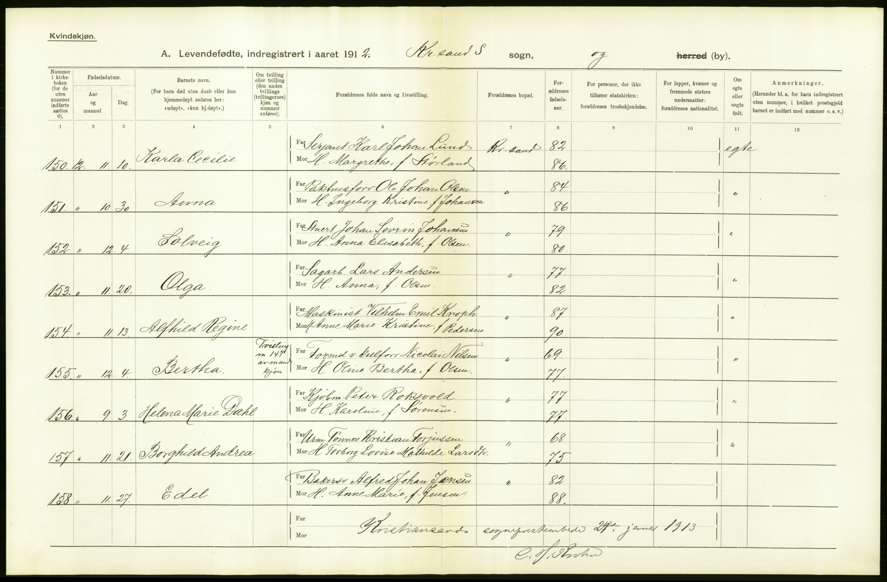 Statistisk sentralbyrå, Sosiodemografiske emner, Befolkning, AV/RA-S-2228/D/Df/Dfb/Dfbb/L0024: Lister og Mandals amt: Levendefødte menn og kvinner. Bygder og byer., 1912, p. 42