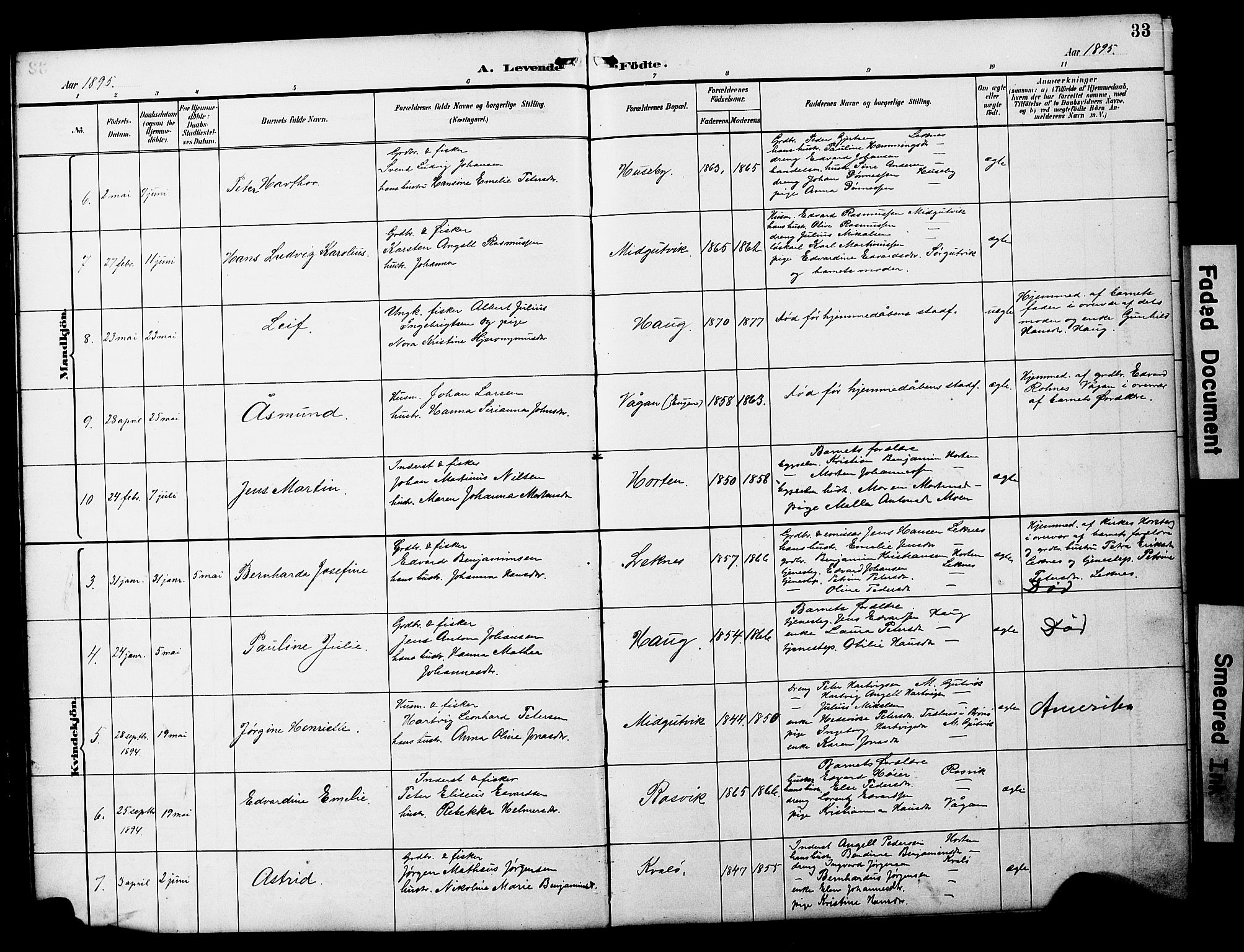 Ministerialprotokoller, klokkerbøker og fødselsregistre - Nord-Trøndelag, SAT/A-1458/788/L0701: Parish register (copy) no. 788C01, 1888-1913, p. 33