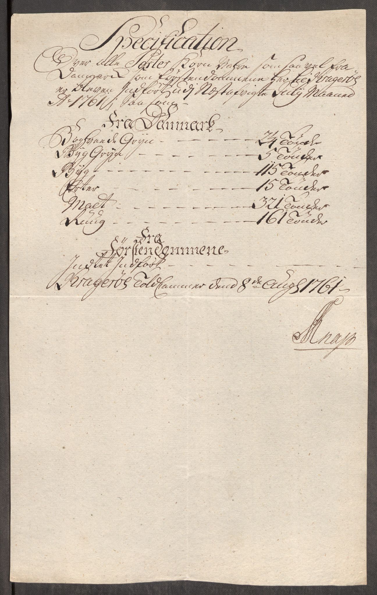 Rentekammeret inntil 1814, Realistisk ordnet avdeling, AV/RA-EA-4070/Oe/L0007: [Ø1]: Priskuranter, 1761-1763, p. 209