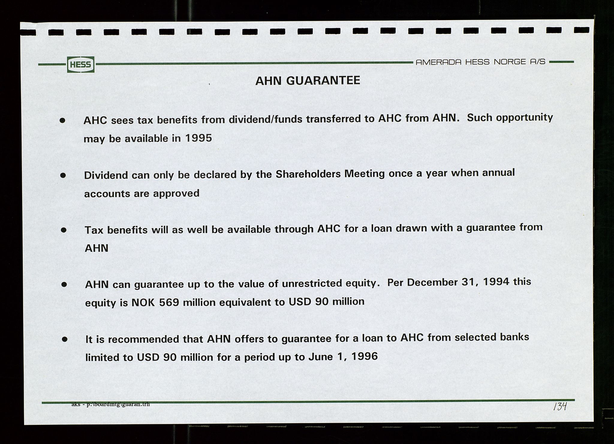 Pa 1766 - Hess Norge AS, AV/SAST-A-102451/A/Aa/L0001: Referater og sakspapirer, 1995-1997, p. 219