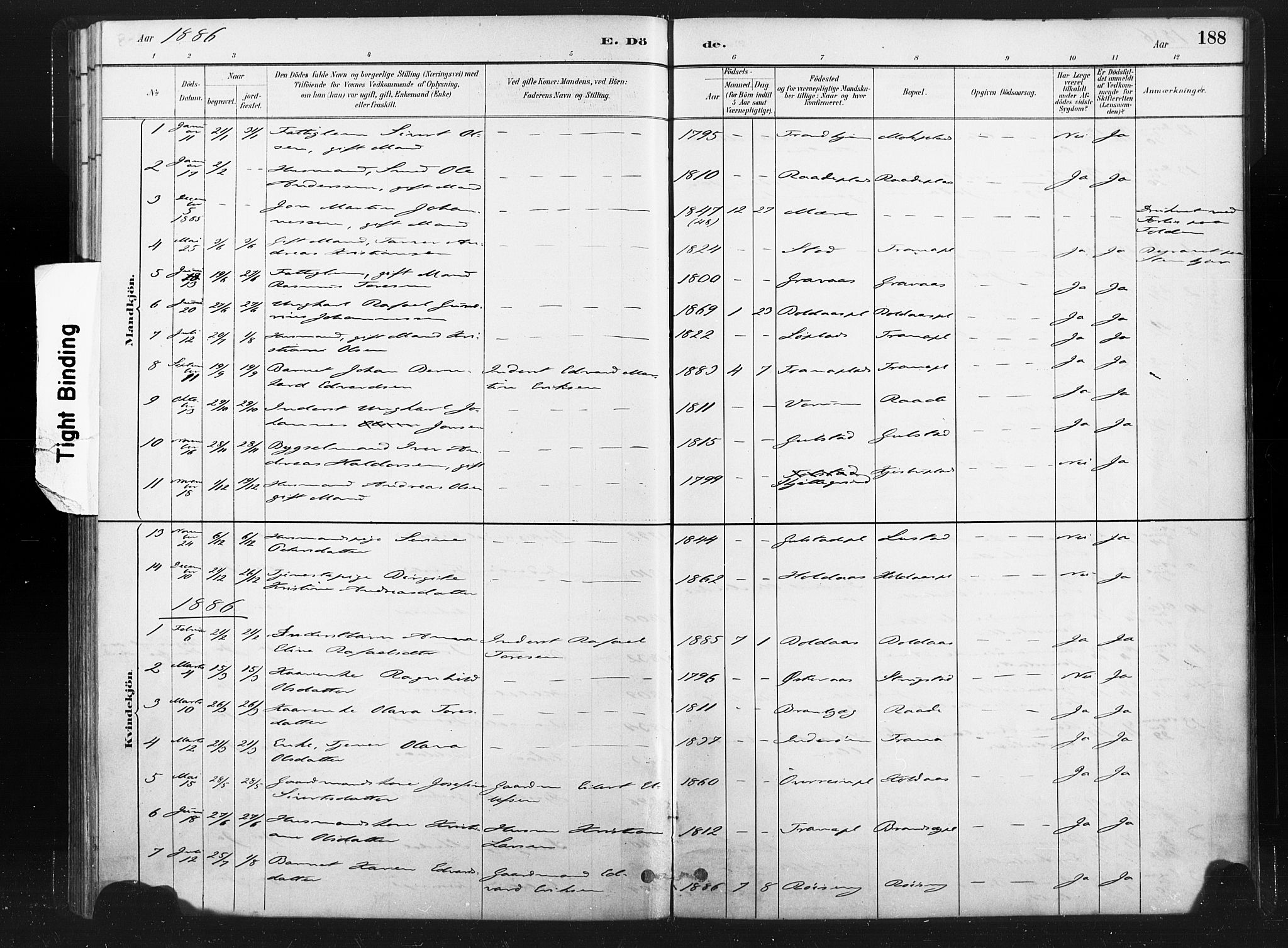 Ministerialprotokoller, klokkerbøker og fødselsregistre - Nord-Trøndelag, SAT/A-1458/736/L0361: Parish register (official) no. 736A01, 1884-1906, p. 188