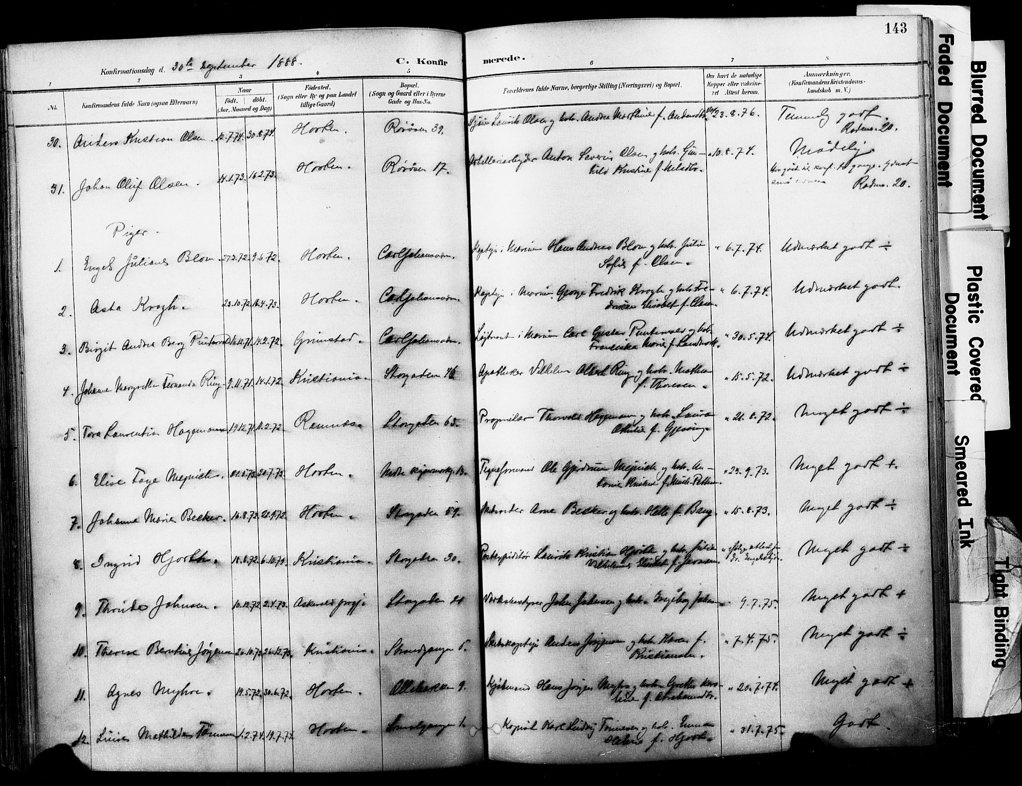 Horten kirkebøker, AV/SAKO-A-348/F/Fa/L0004: Parish register (official) no. 4, 1888-1895, p. 143