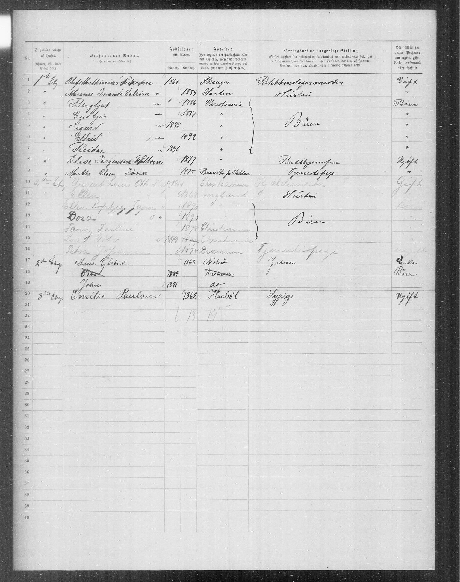 OBA, Municipal Census 1899 for Kristiania, 1899, p. 6778