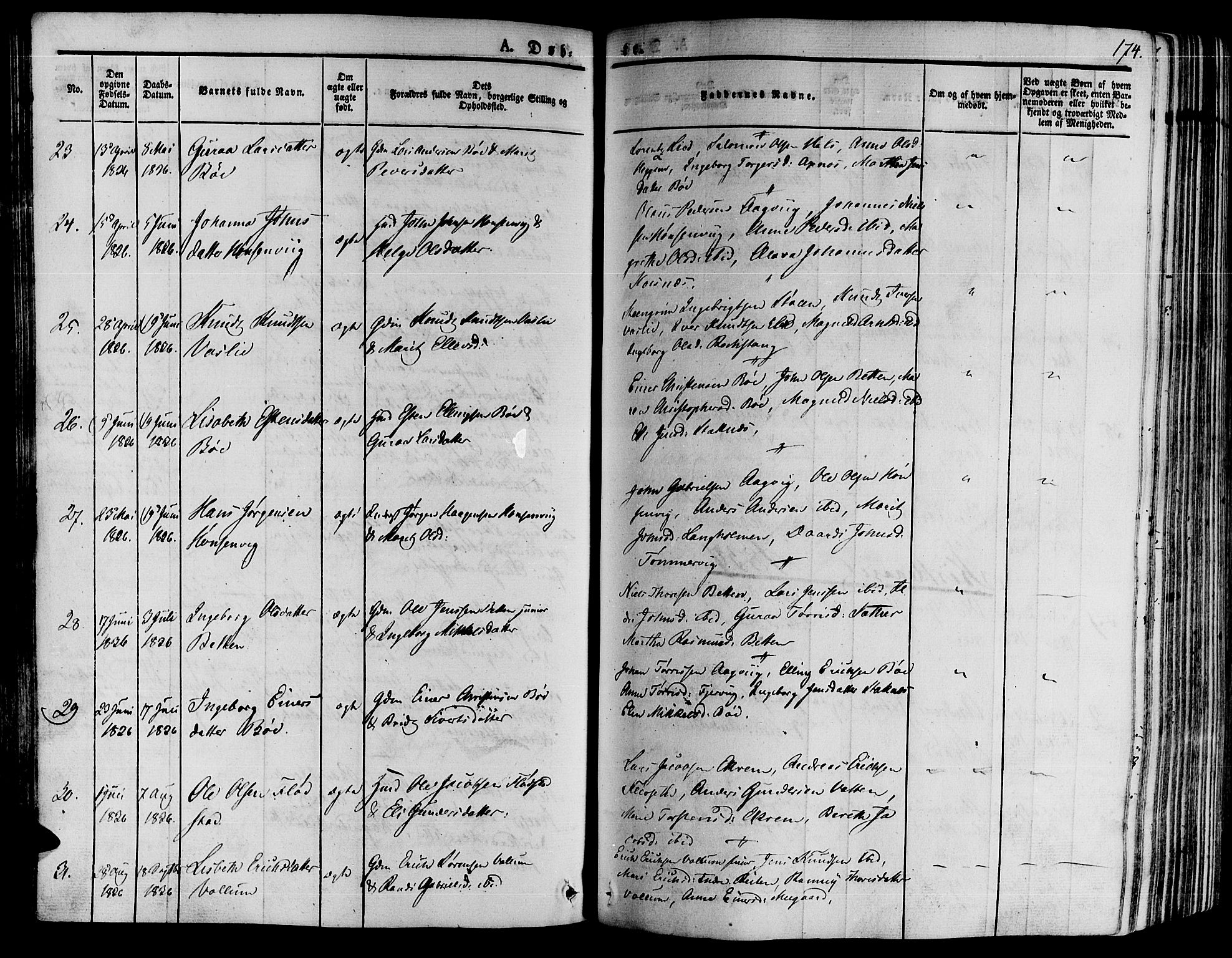 Ministerialprotokoller, klokkerbøker og fødselsregistre - Møre og Romsdal, SAT/A-1454/592/L1025: Parish register (official) no. 592A03 /2, 1831-1849, p. 174