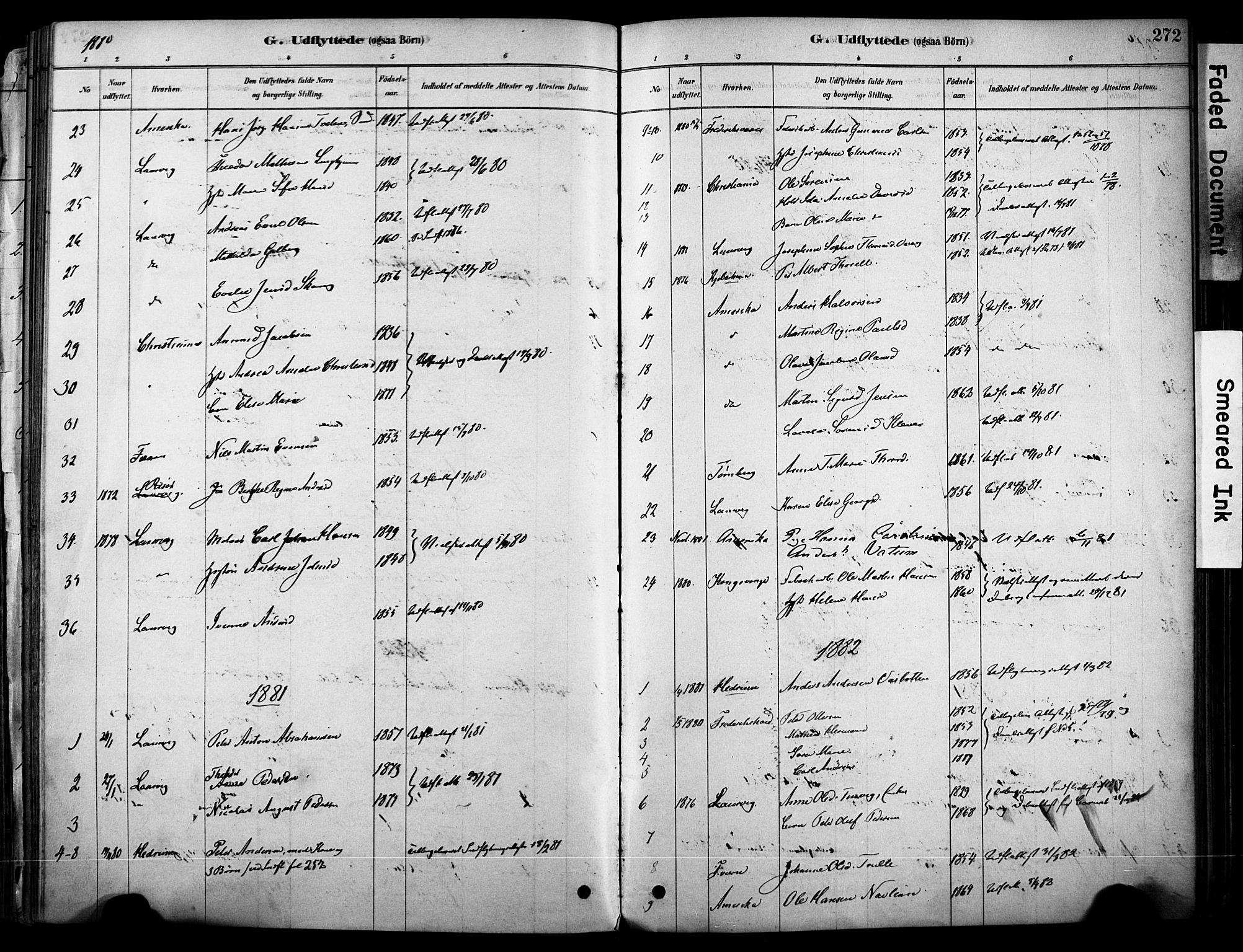 Brunlanes kirkebøker, SAKO/A-342/F/Fc/L0001: Parish register (official) no. III 1, 1878-1899, p. 272