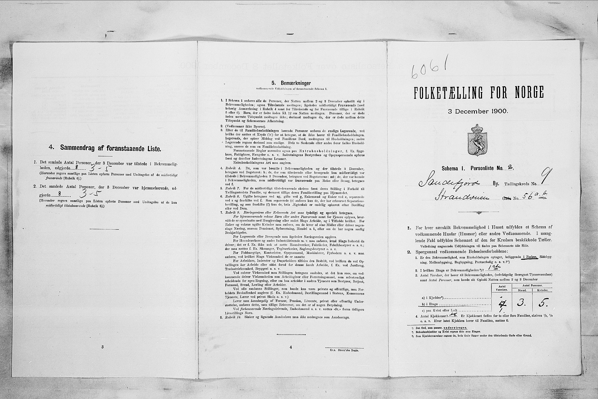 RA, 1900 census for Sandefjord, 1900, p. 2392